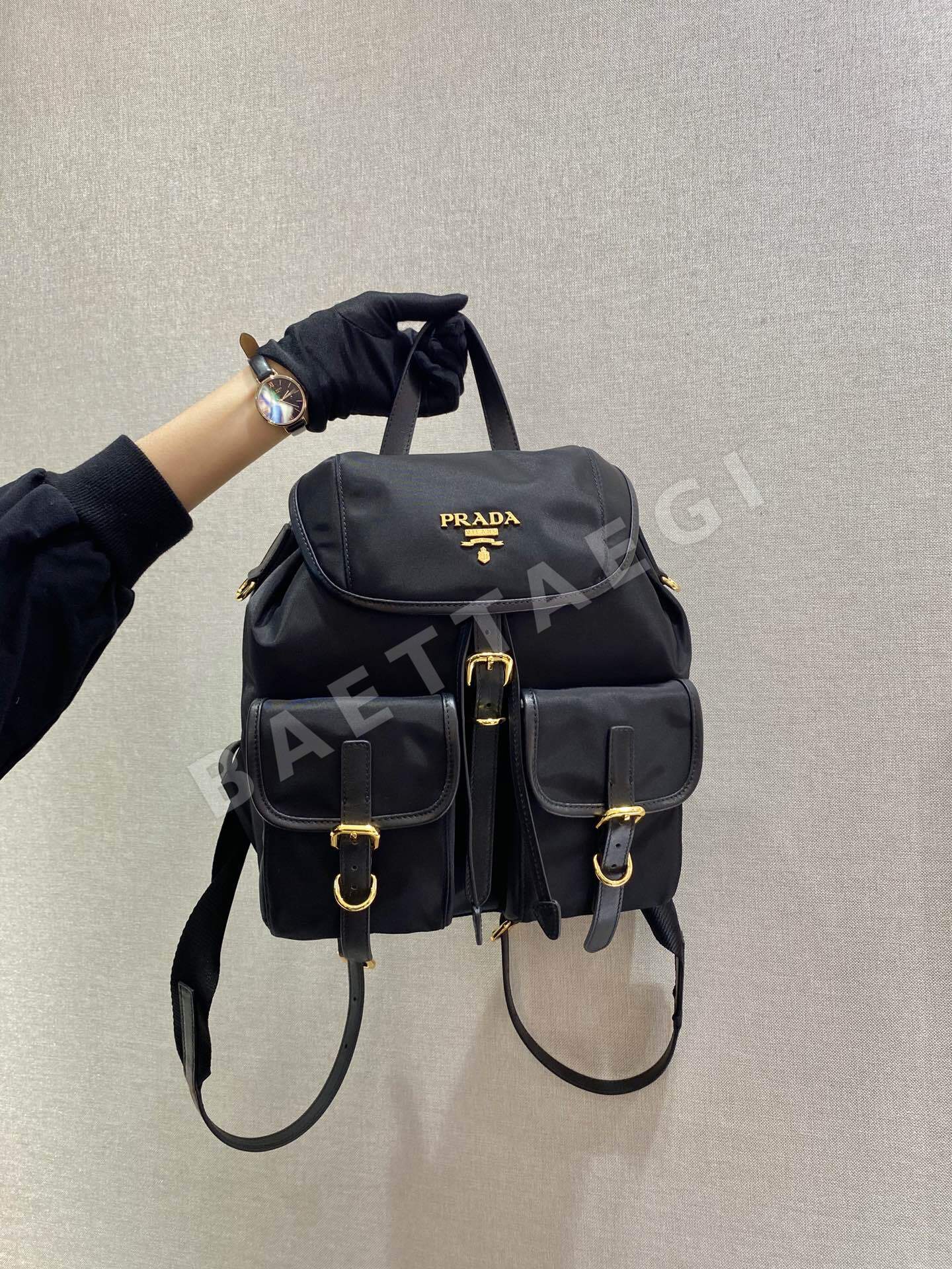 프라다 나일론 사피아노 트리밍 플랩 백팩 154799