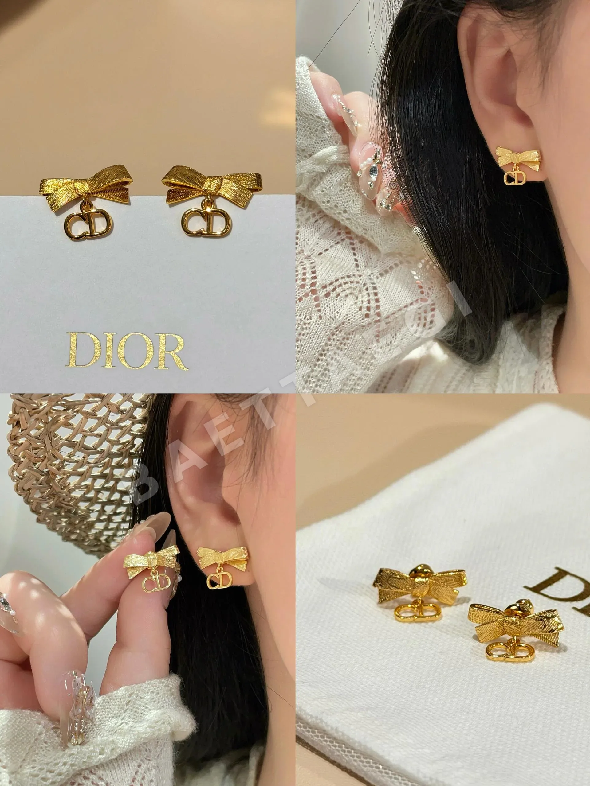 디올 미니 리본 귀걸이 상세 이미지 8