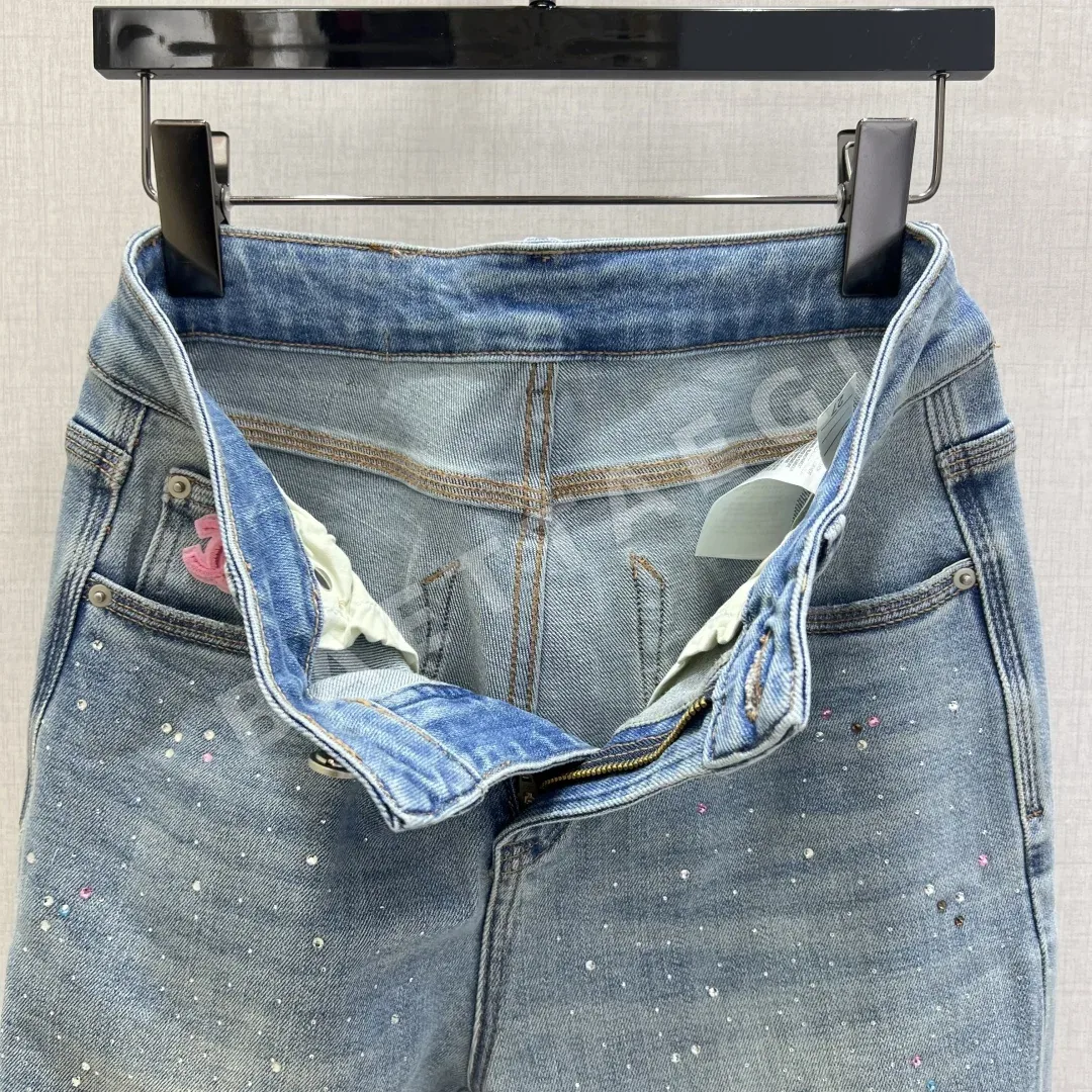 샤넬 라인스톤 더블 C 스트레이트 레그 여성 바지 상세 이미지 2
