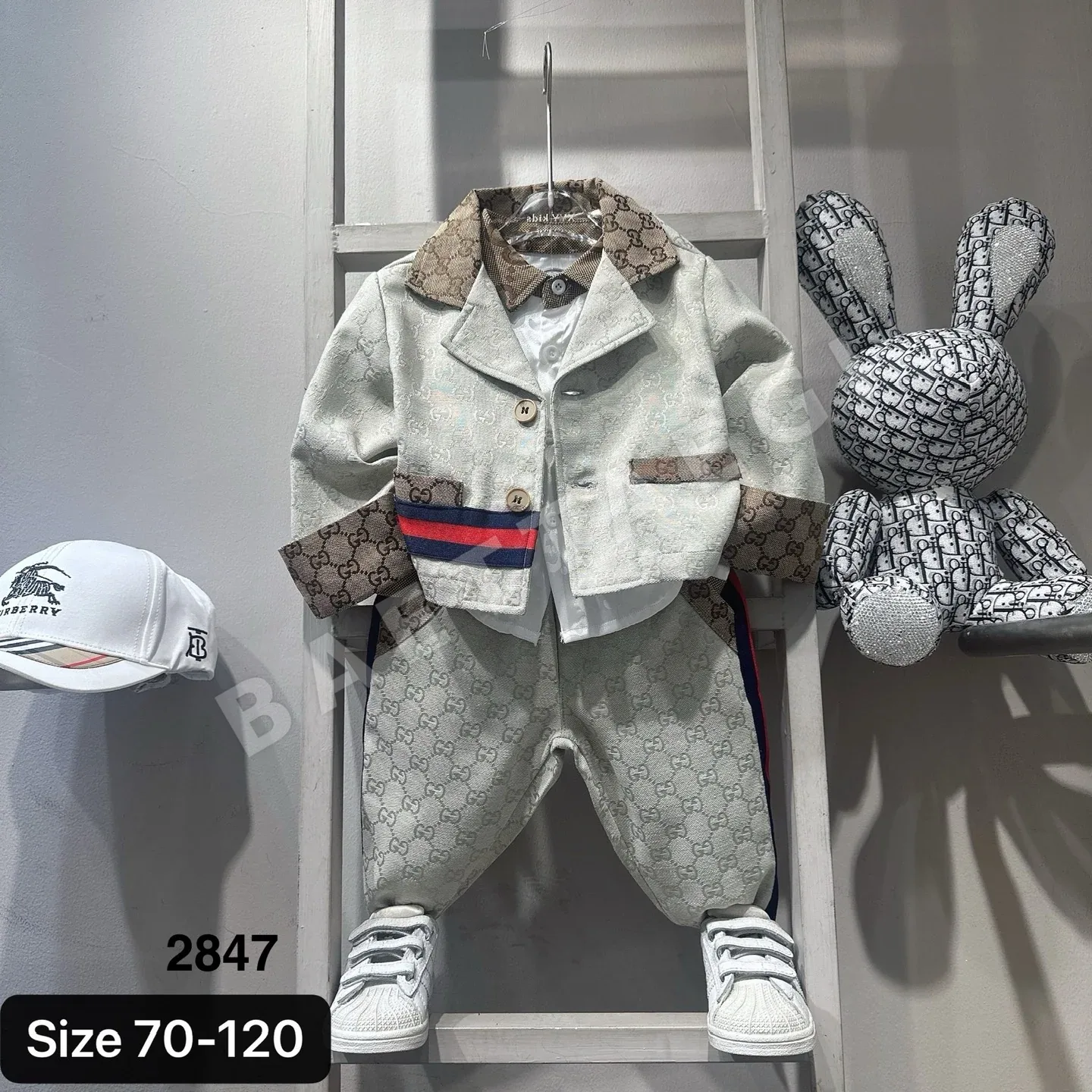 구찌 쟈가드 수트재킷 키즈 세트 (팬츠 또는 플리츠 미니스커트) 상세 이미지 2