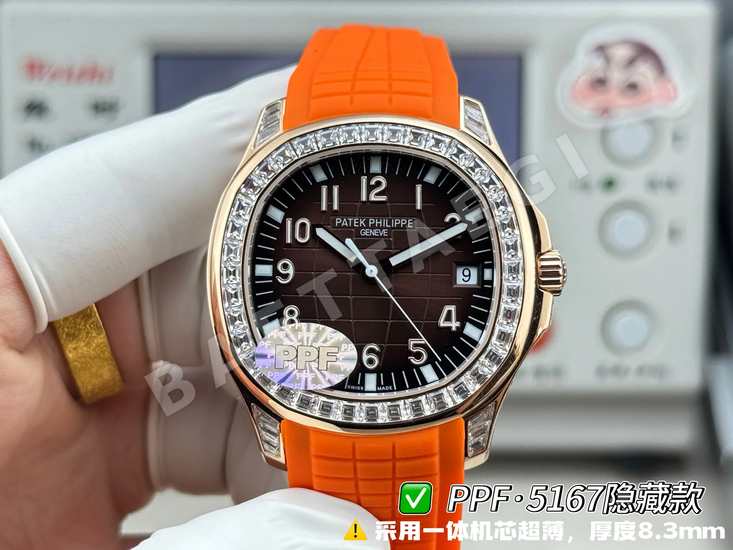 파텍필립 아쿠아넛 5167 다이아 자동 초박형 그레이 다이얼 PPF 공장 레플리카 44204 Patek Philippe 상세 이미지 10