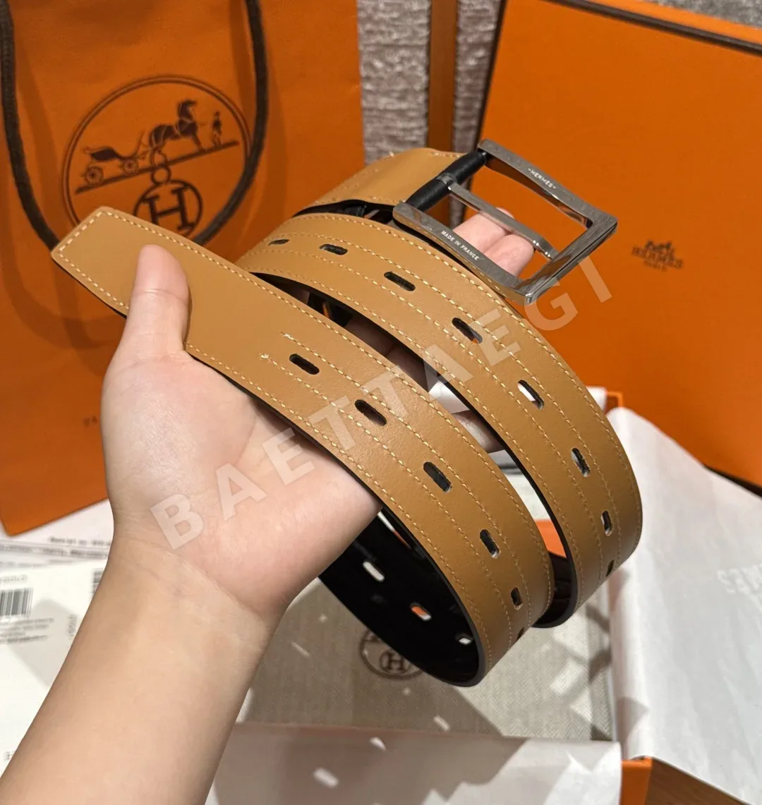 에르메스 H 버클 카프스킨 벨트 상세 이미지 3