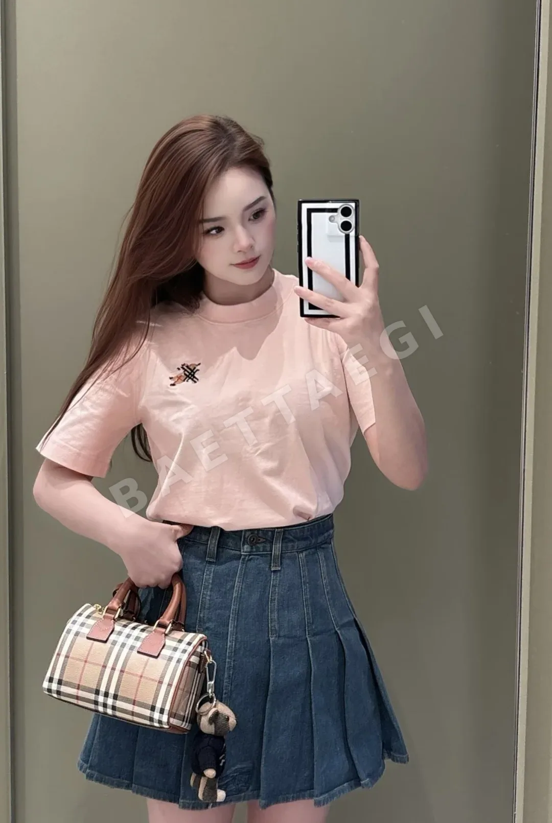 버버리 체크 자수 반팔 티셔츠 상세 이미지 9