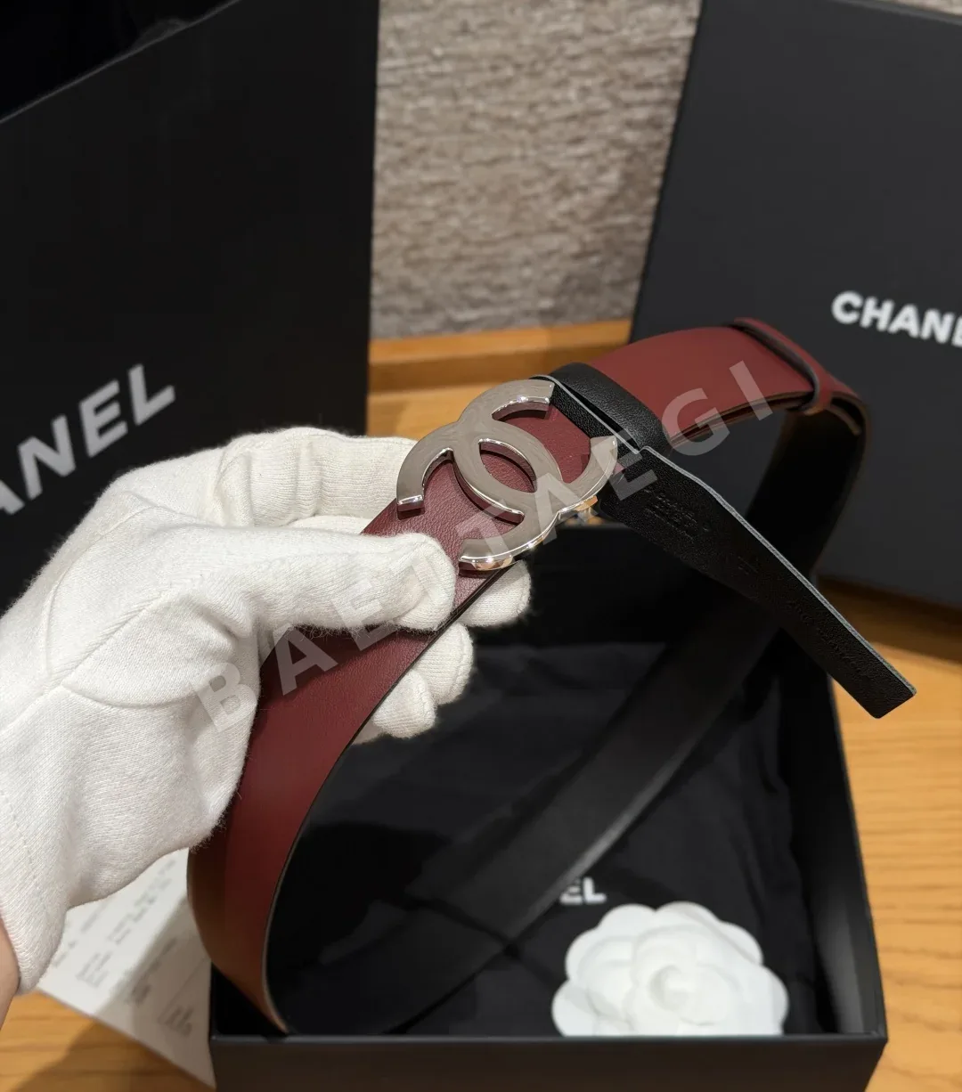 샤넬 리버시블 카프스킨 더블 C 버클 벨트 상세 이미지 9