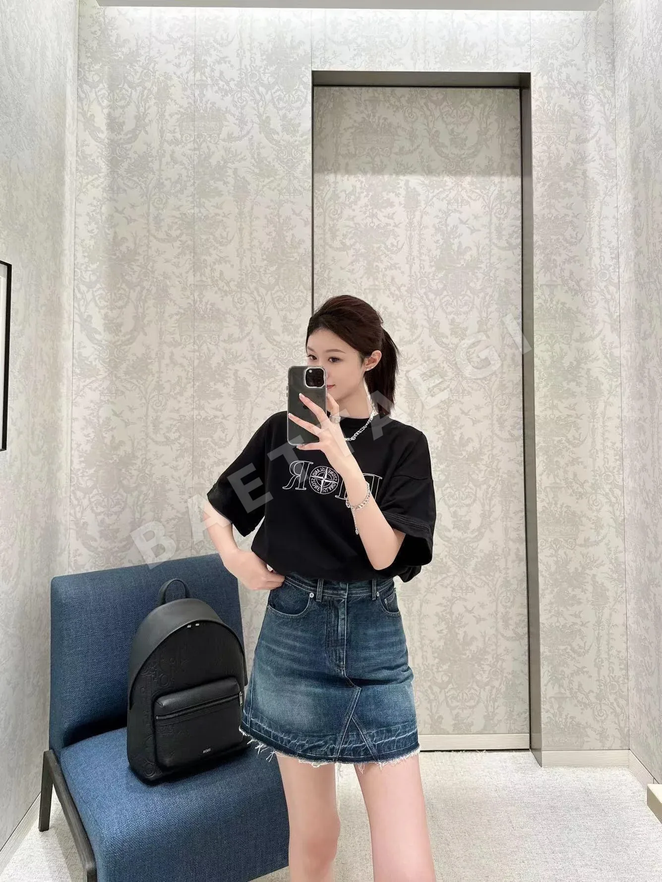 스톤아일랜드 로고 자수 크루넥 반팔 티셔츠 상세 이미지 7
