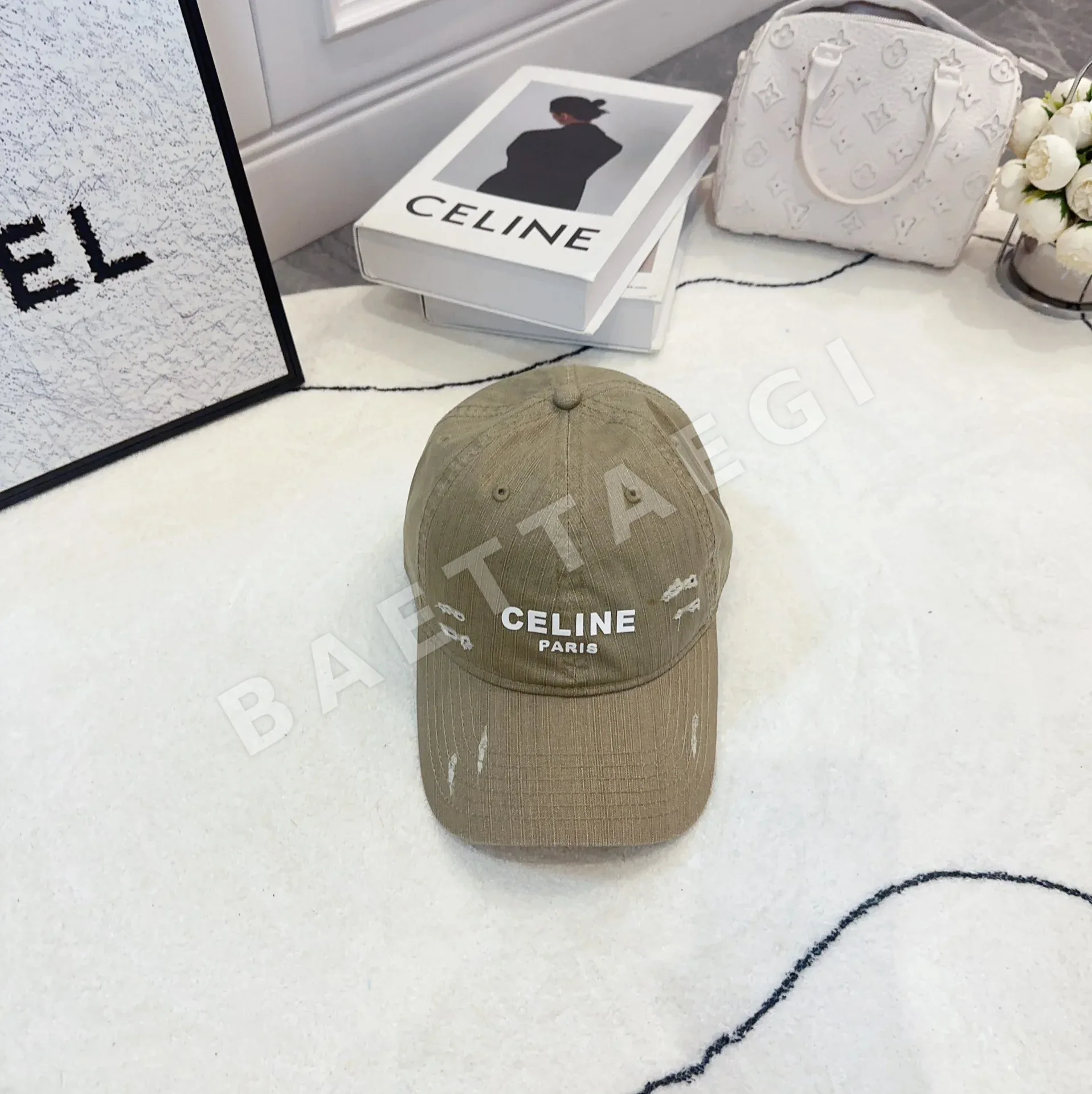 셀린느 샌드워시 코튼 배색 야구모자 83343