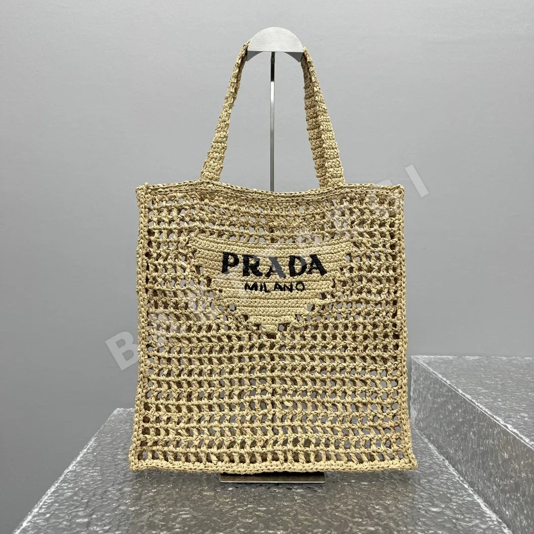 프라다 애프리콧 라피아 토트백 상세 이미지 2