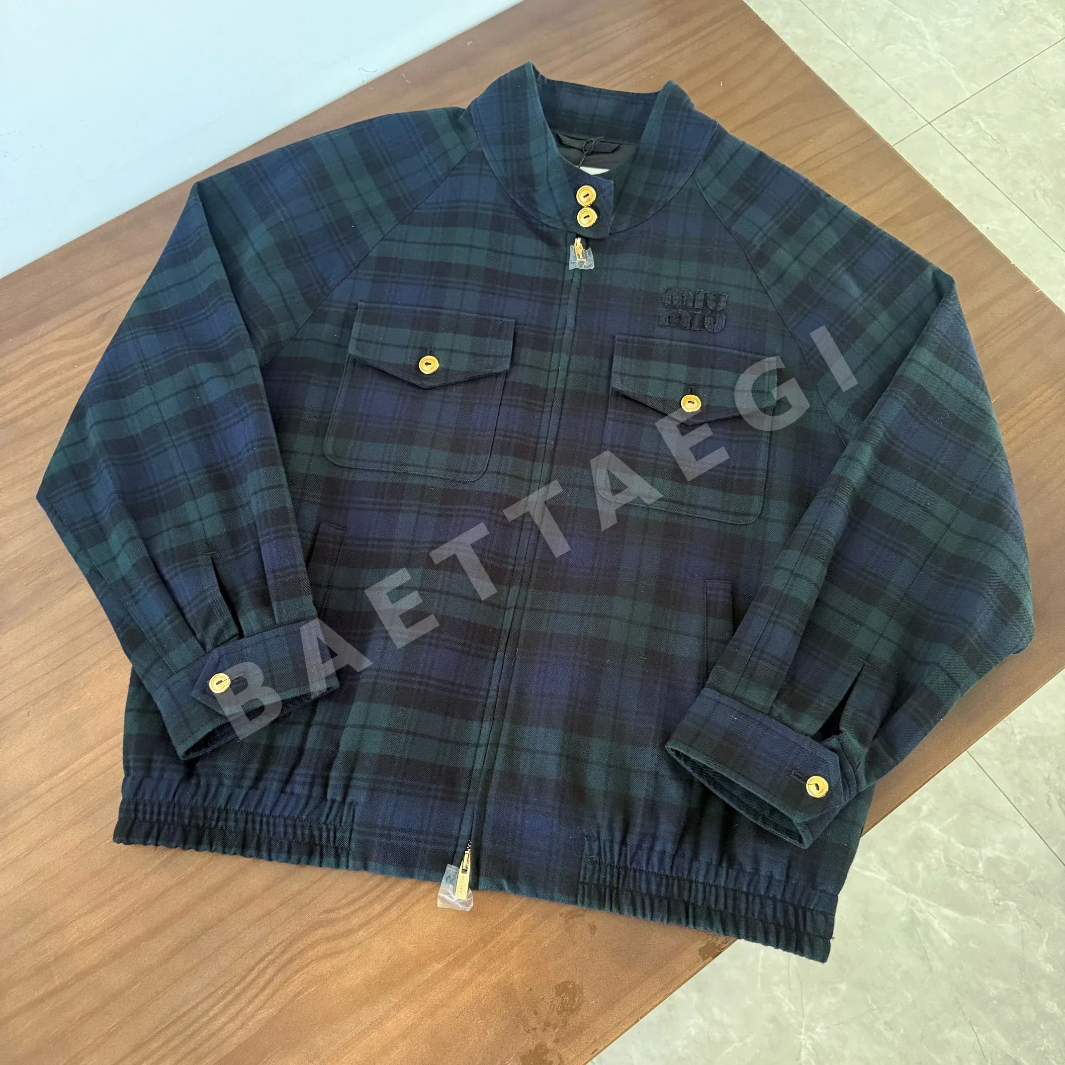 미우미우 체크 울 코트 157881