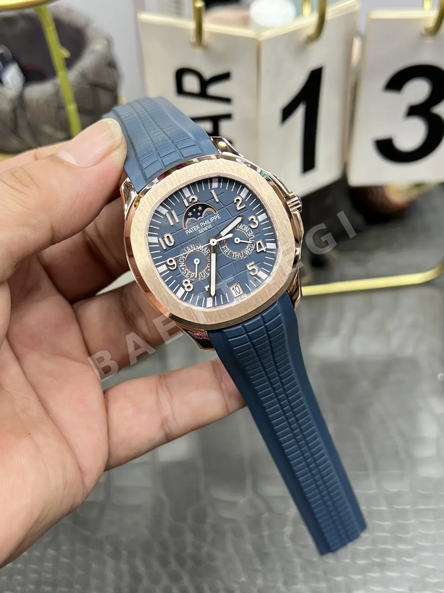 파텍필립 아쿠아넛 5261 R 다이아 자동 블루 다이얼 로즈골드 3K 공장 레플리카 43970 Patek Philippe 상세 이미지 9