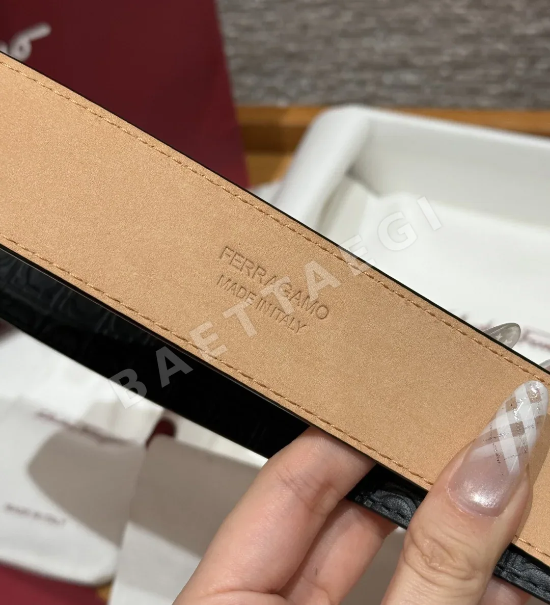페레가모 간치니 버클 양면 가죽 벨트 상세 이미지 6