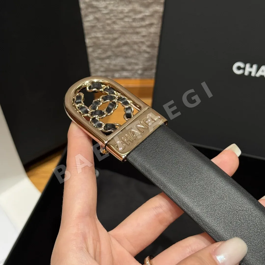 샤넬 송아지가죽 더블 C 로고 양면 벨트 상세 이미지 7