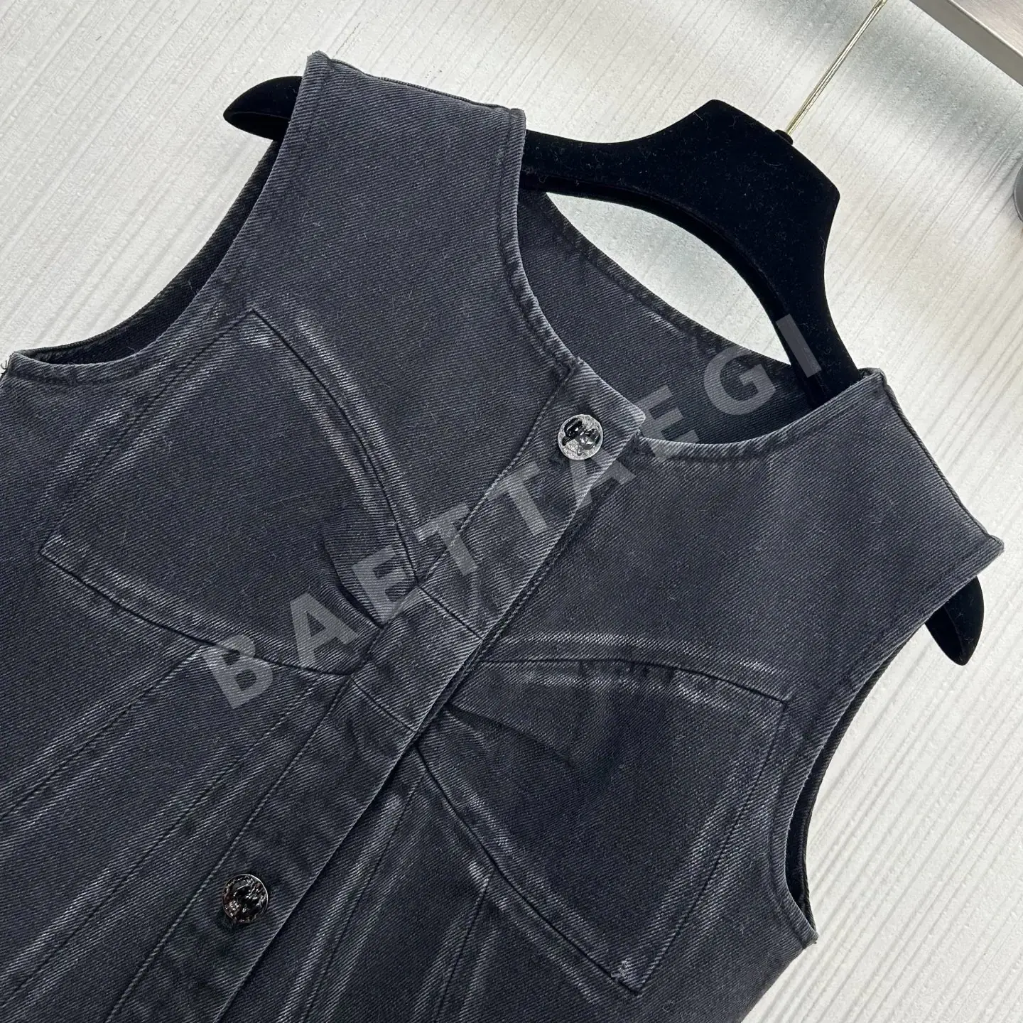 샤넬 데님 프린트 보우타이 원피스 상세 이미지 3