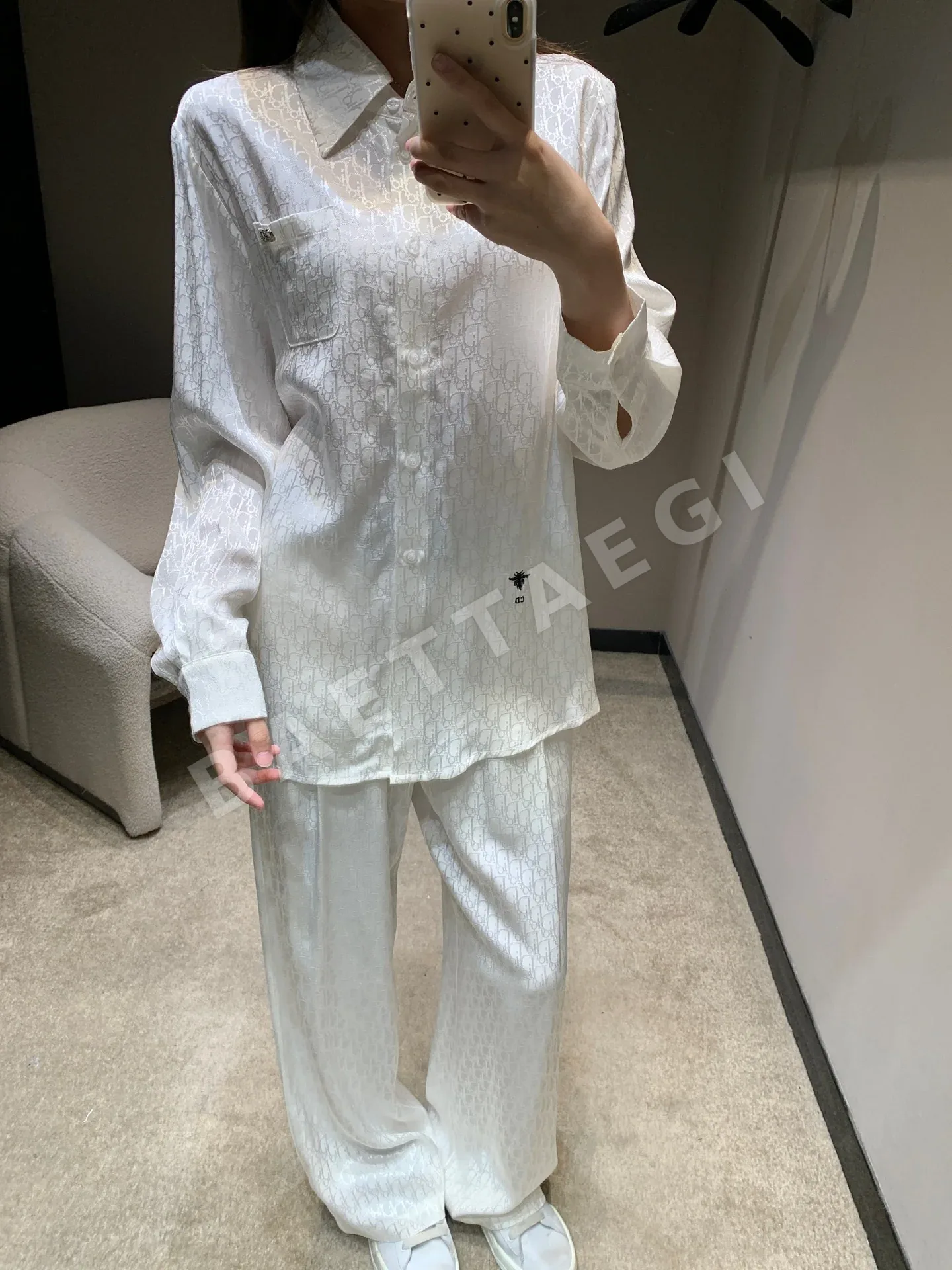 디올 레터 프린트 레이온 자카드 셔츠 팬츠 세트 상세 이미지 2