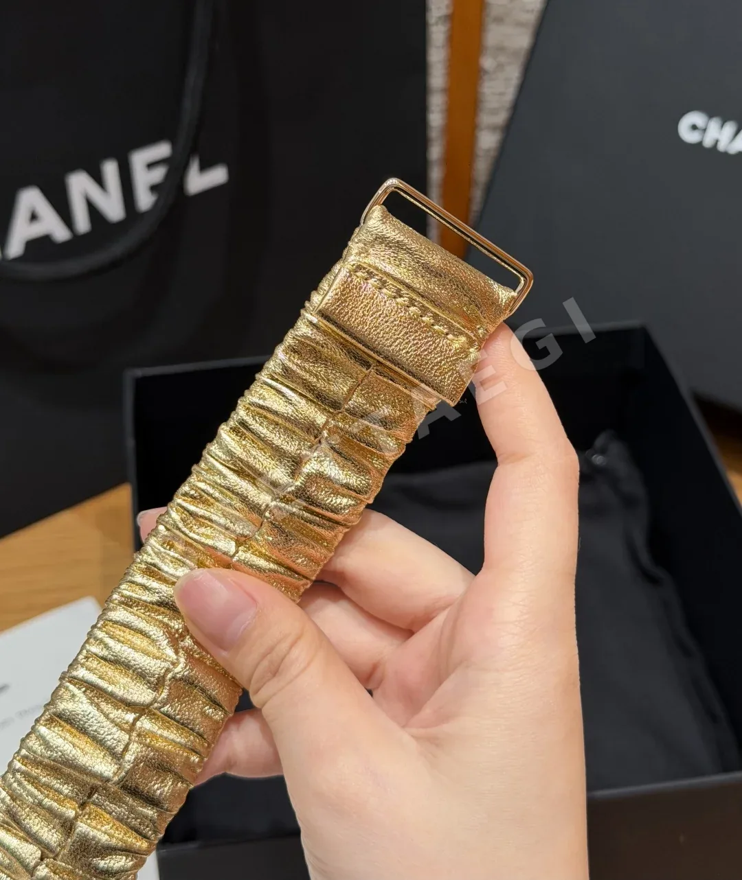 샤넬 플리츠 고무 허리 벨트 30mm 상세 이미지 4