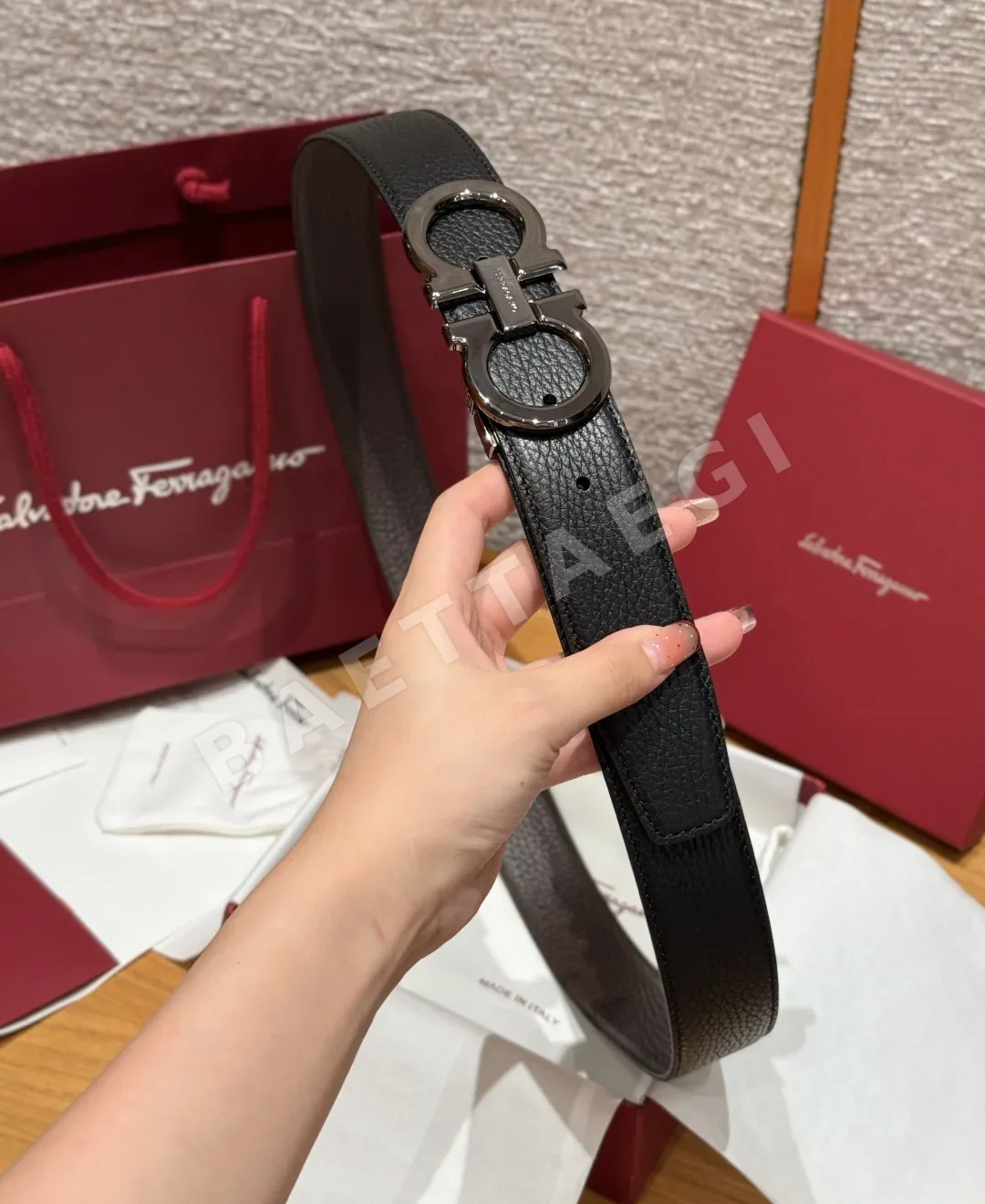 페레가모 간치니 양면 가죽 벨트 상세 이미지 3