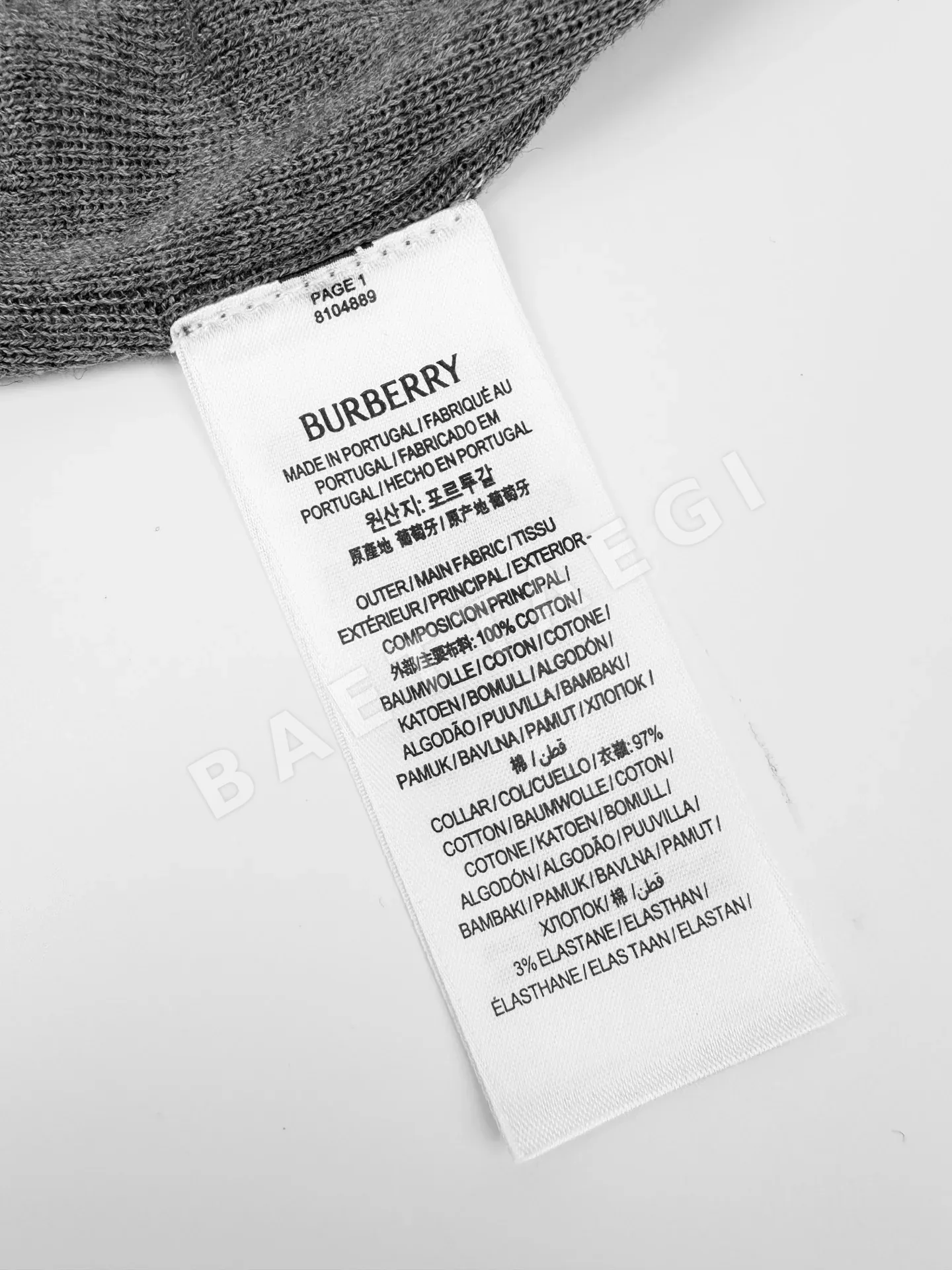 버버리 남성 캐시미어 체크 카라 반팔 티셔츠 상세 이미지 9