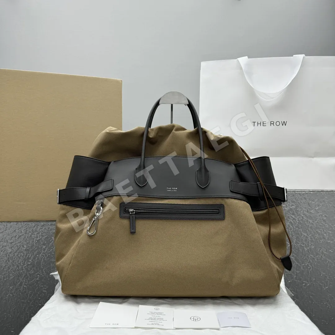 더로우 브라운 레더 패치워크 캔버스 토트백 128718