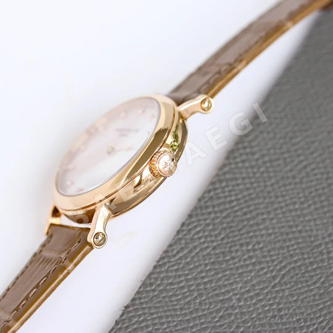 파텍필립 프리미엄 워치 다이아 자동 초박형 레더스트랩 화이트 다이얼 여성용 레플리카 44192 Patek Philippe 상세 이미지 3