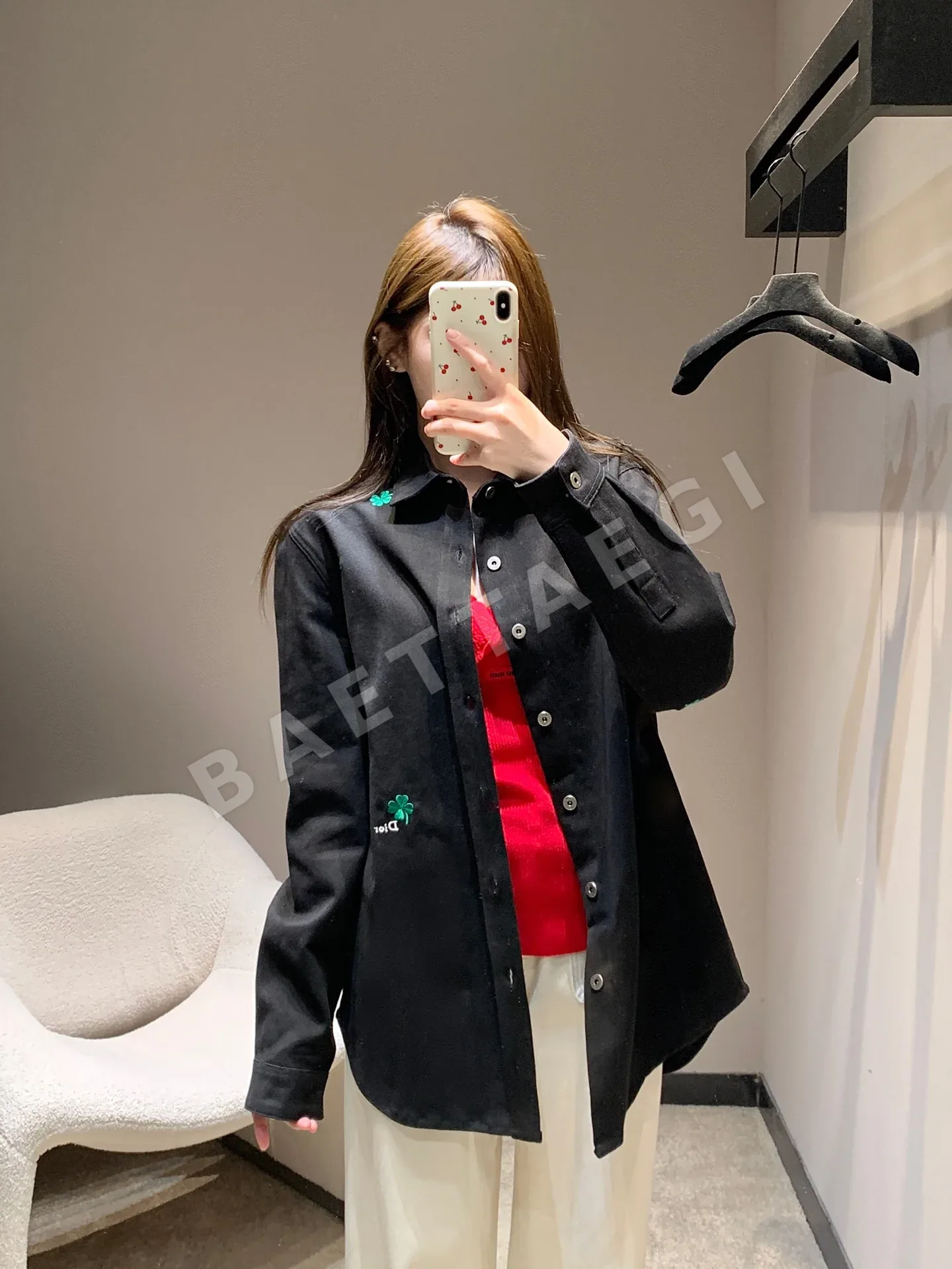 디올 네 잎 클로버 자수 데님 셔츠 재킷 93323