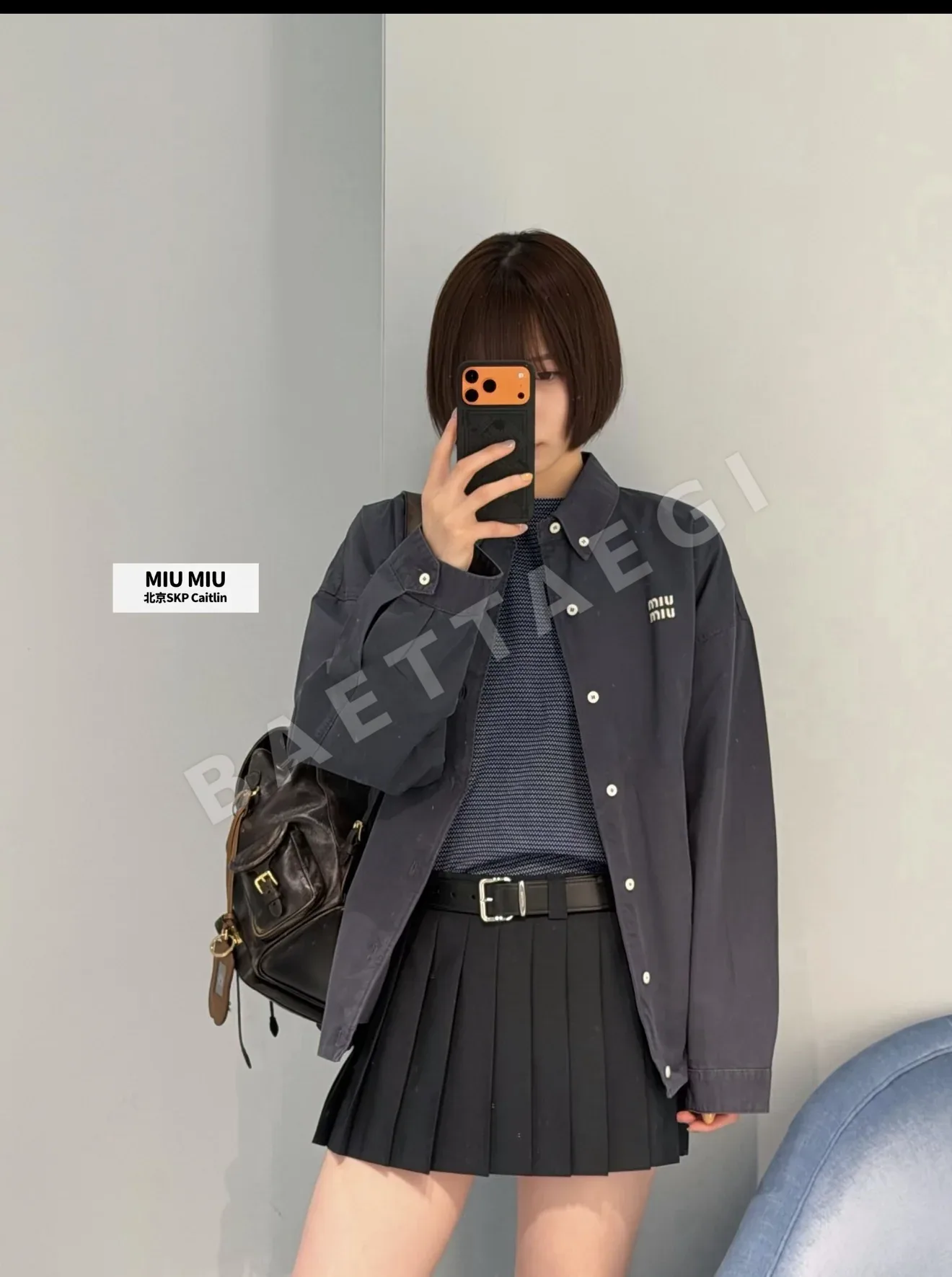 미우미우 다크 그레이 셔츠 재킷 상세 이미지 4