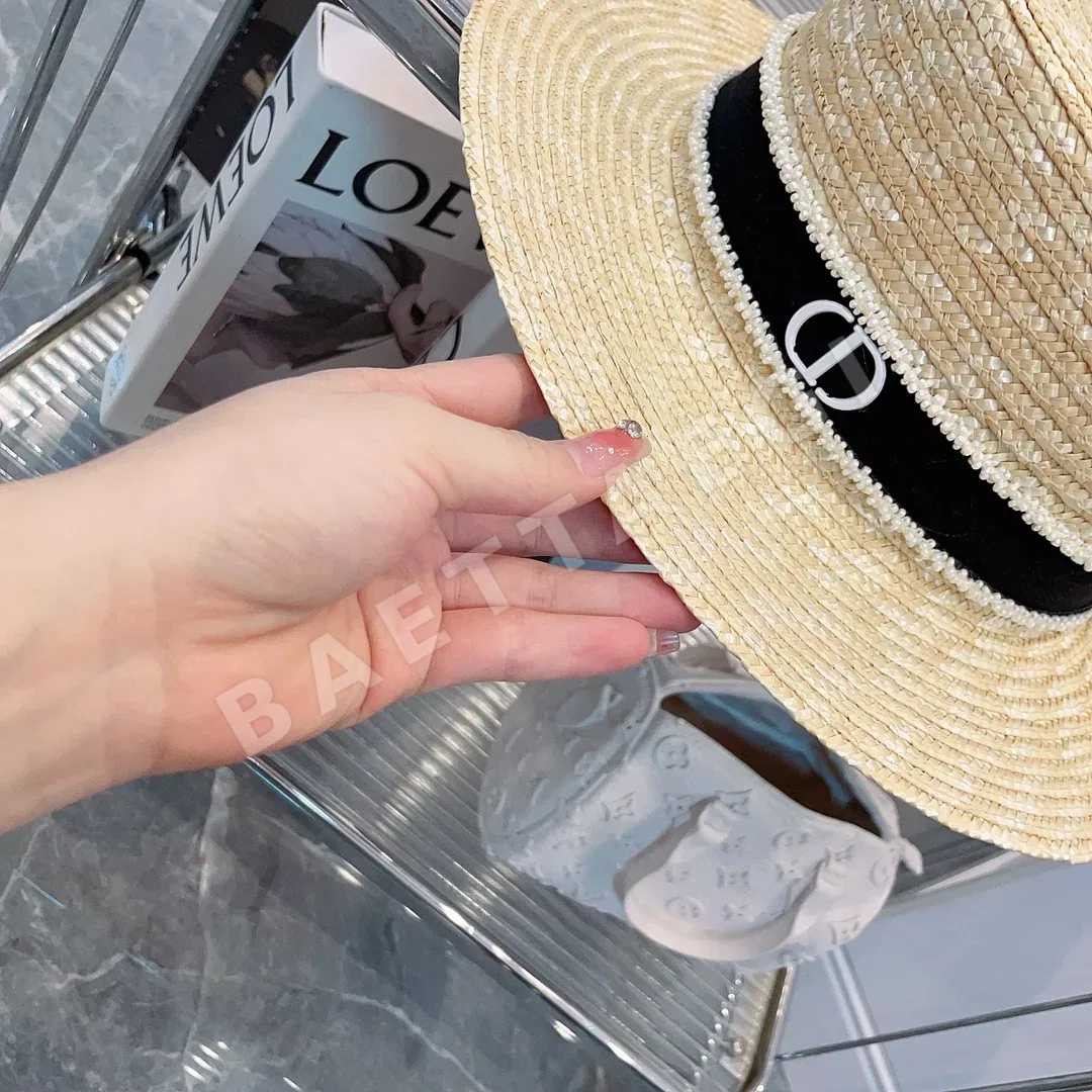 디올 CD 로고 밀짚 플랫캡 상세 이미지 2