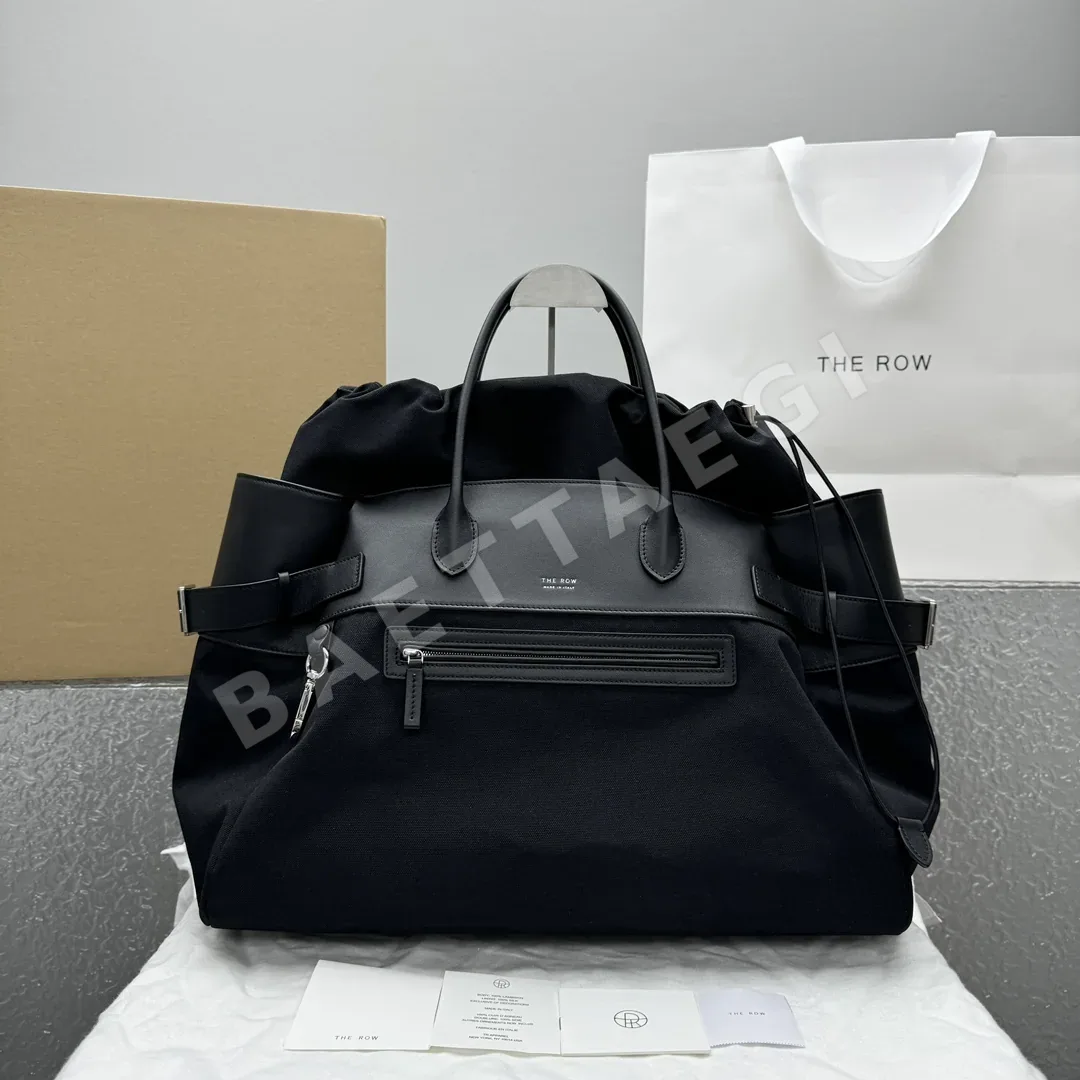 더로우 블랙 패치워크 가죽 캔버스 토트백 128717
