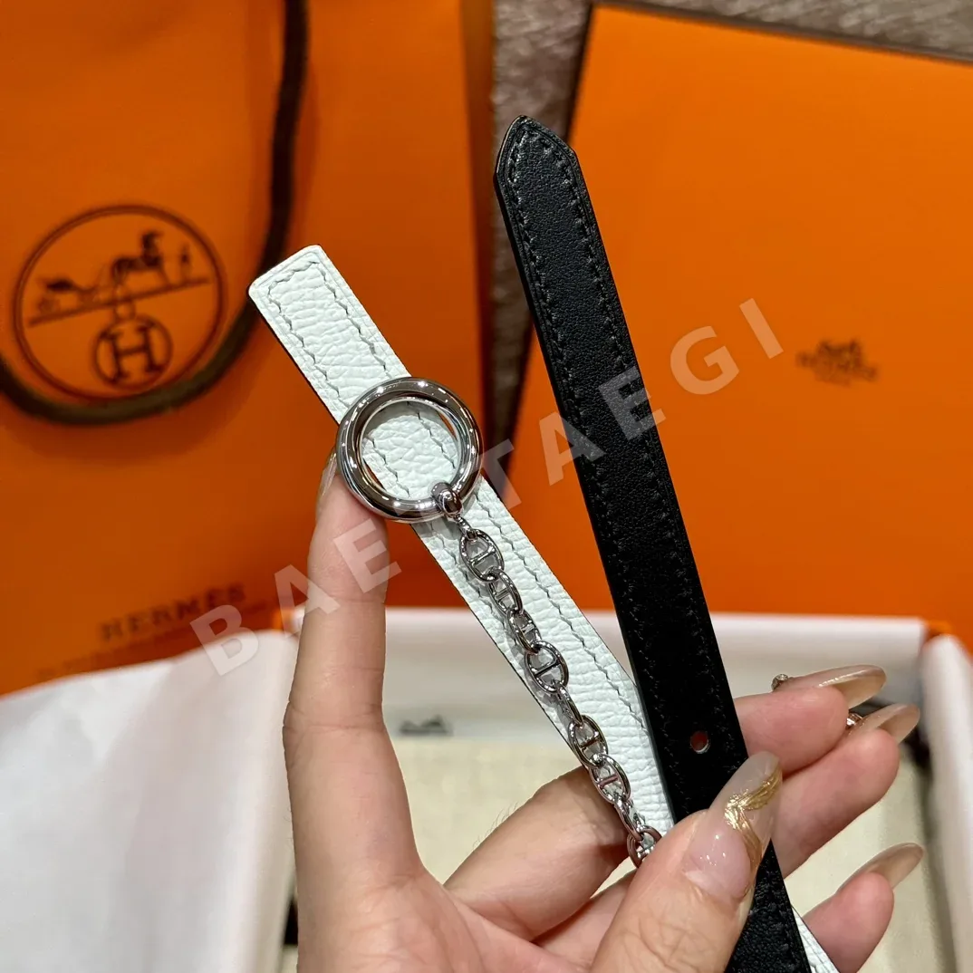 에르메스 팔라듐 도금 체인 버클 가죽 벨트 상세 이미지 3