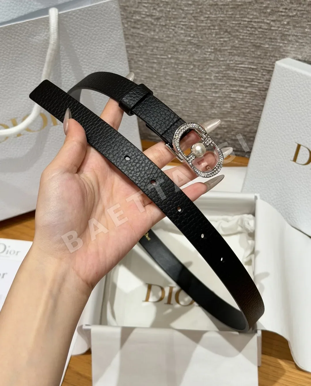 디올 CD 잠금장치 송아지가죽 벨트 20mm 상세 이미지 4