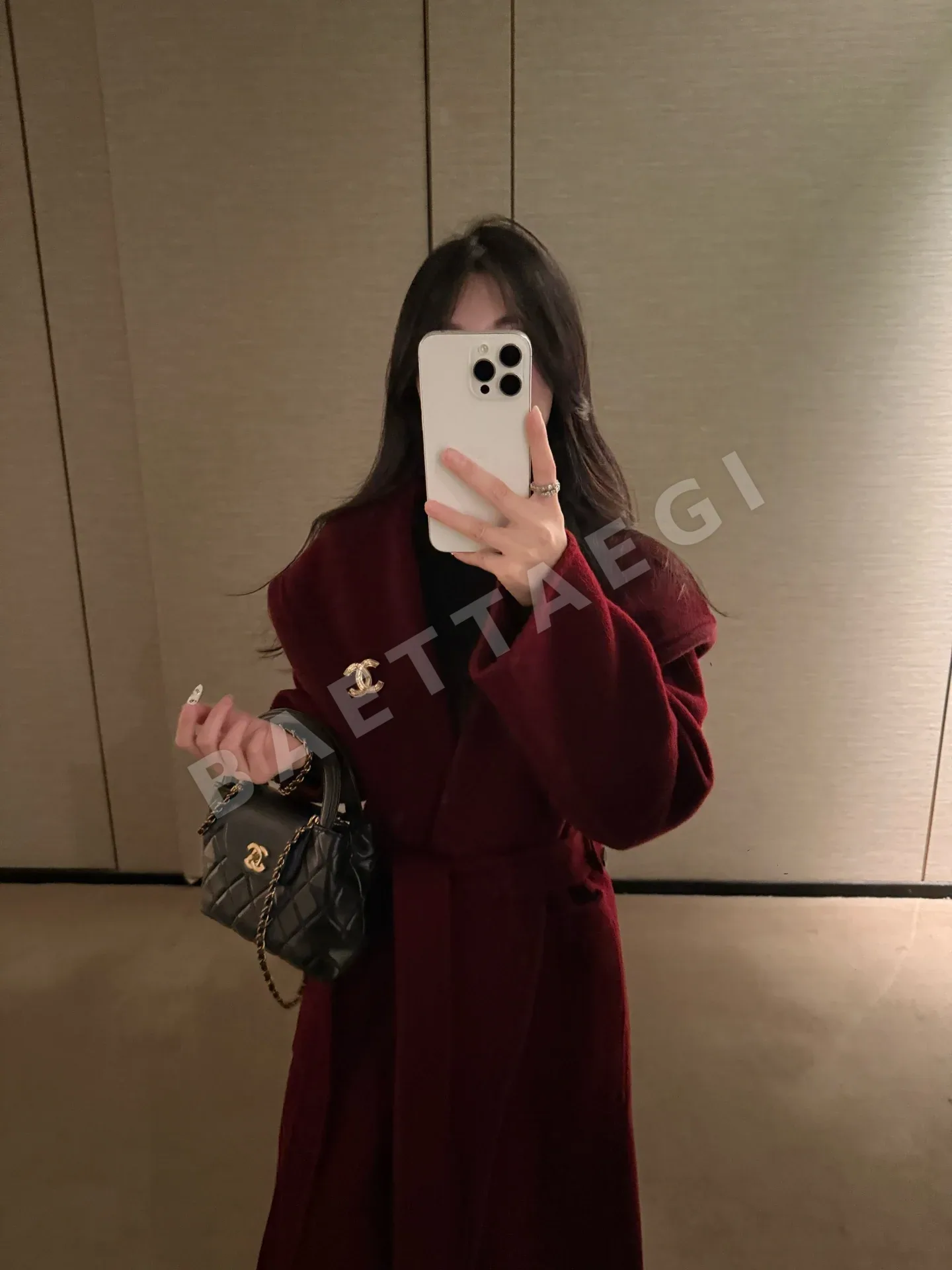샤넬 후드 카시미어 코트 186409