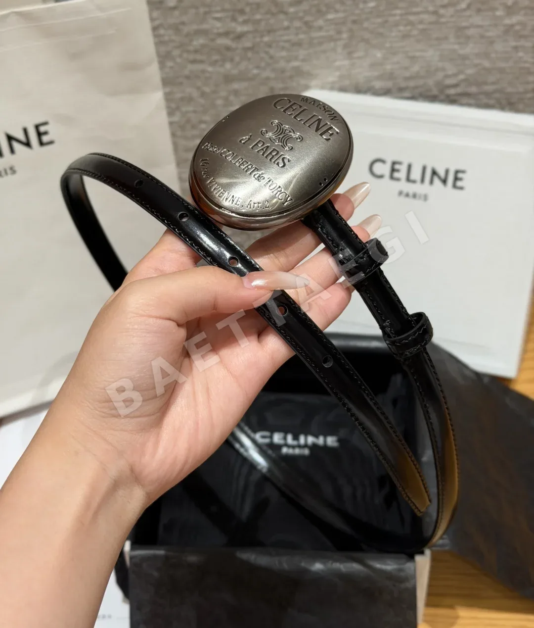 셀린느 메종 13mm 가죽 벨트 상세 이미지 3