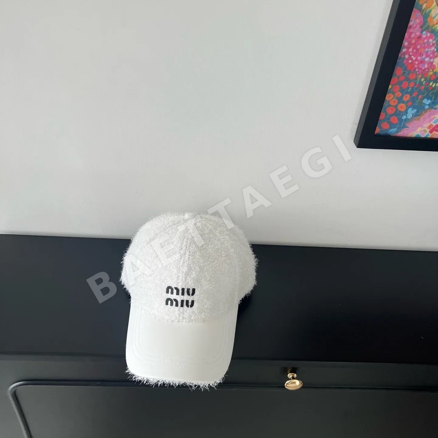 미우미우 패치워크 플러시 베이스볼캡 81386