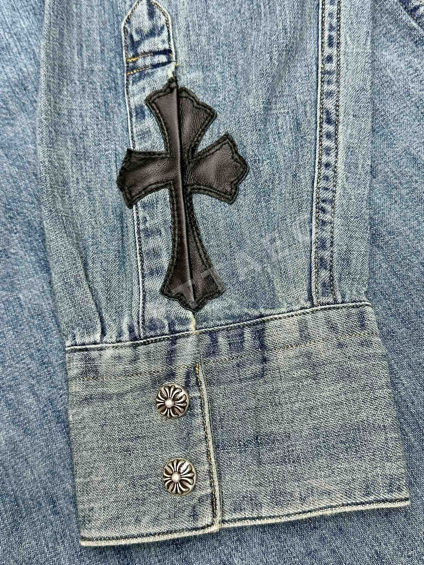 크롬하츠 가죽장식 데님 남성 긴팔 셔츠 상세 이미지 13