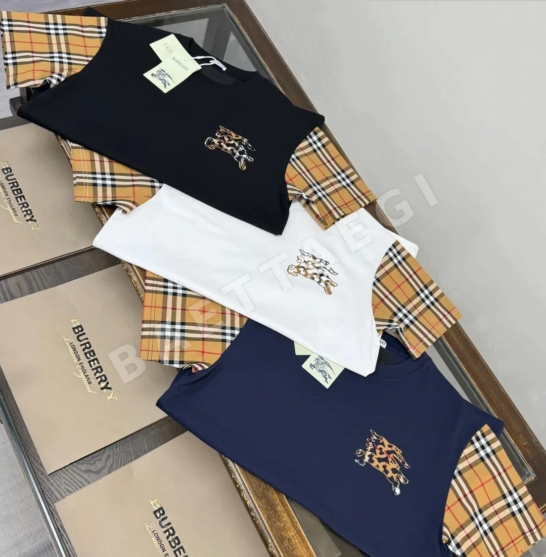 버버리 워호스 체크 패치 반팔 티셔츠 남녀공용 상세 이미지 2
