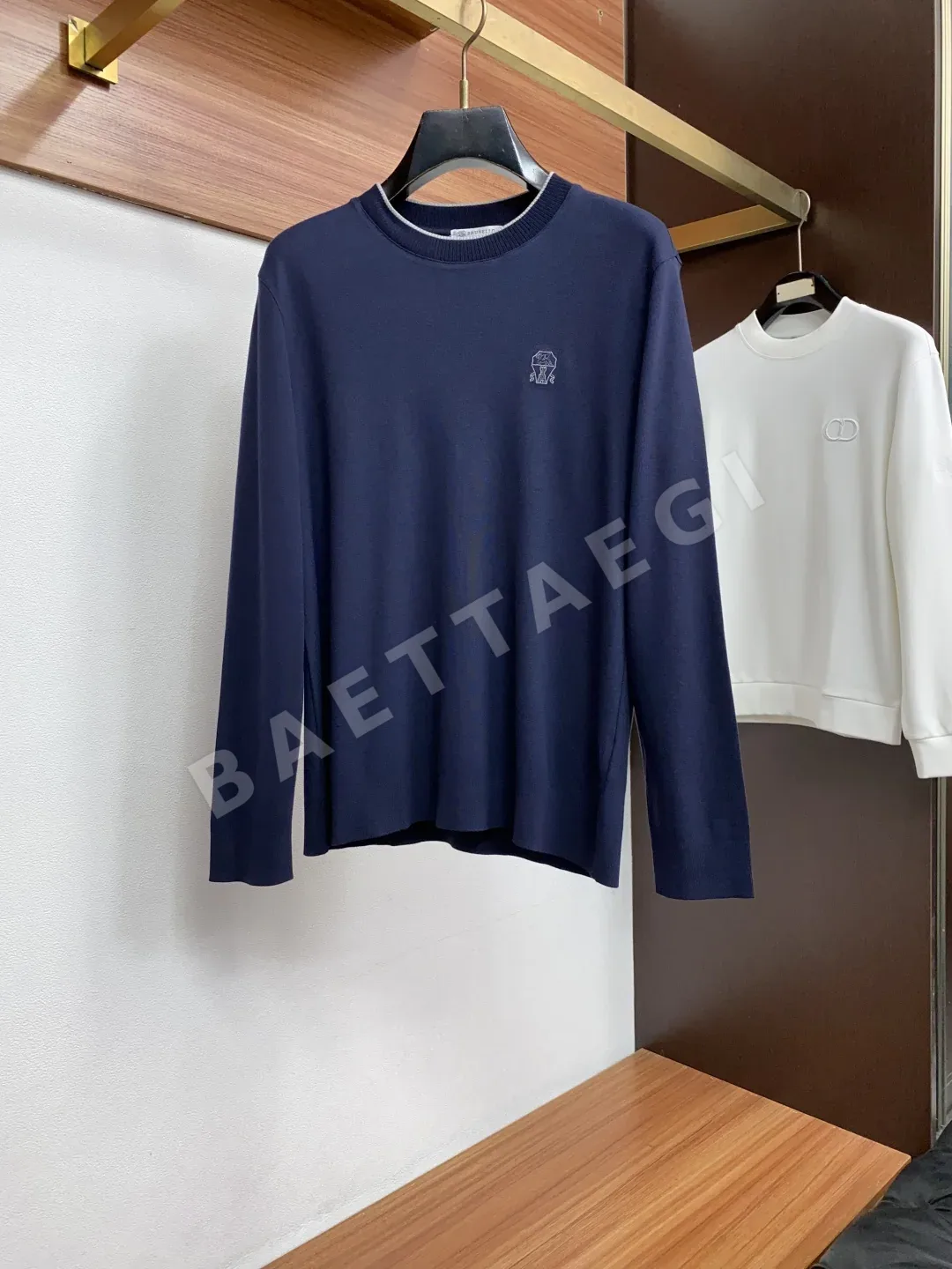 브루넬로쿠치넬리 울 혼방 크루넥 니트 긴팔 스웨터 164926