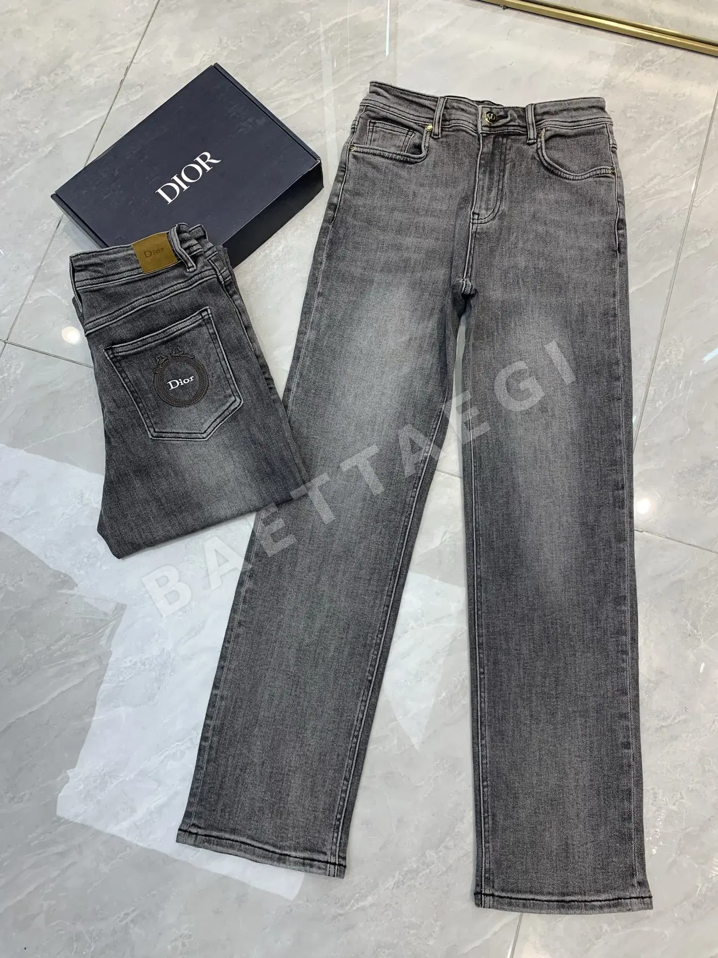 디올 스트레치 그레이 여성 바지 96330