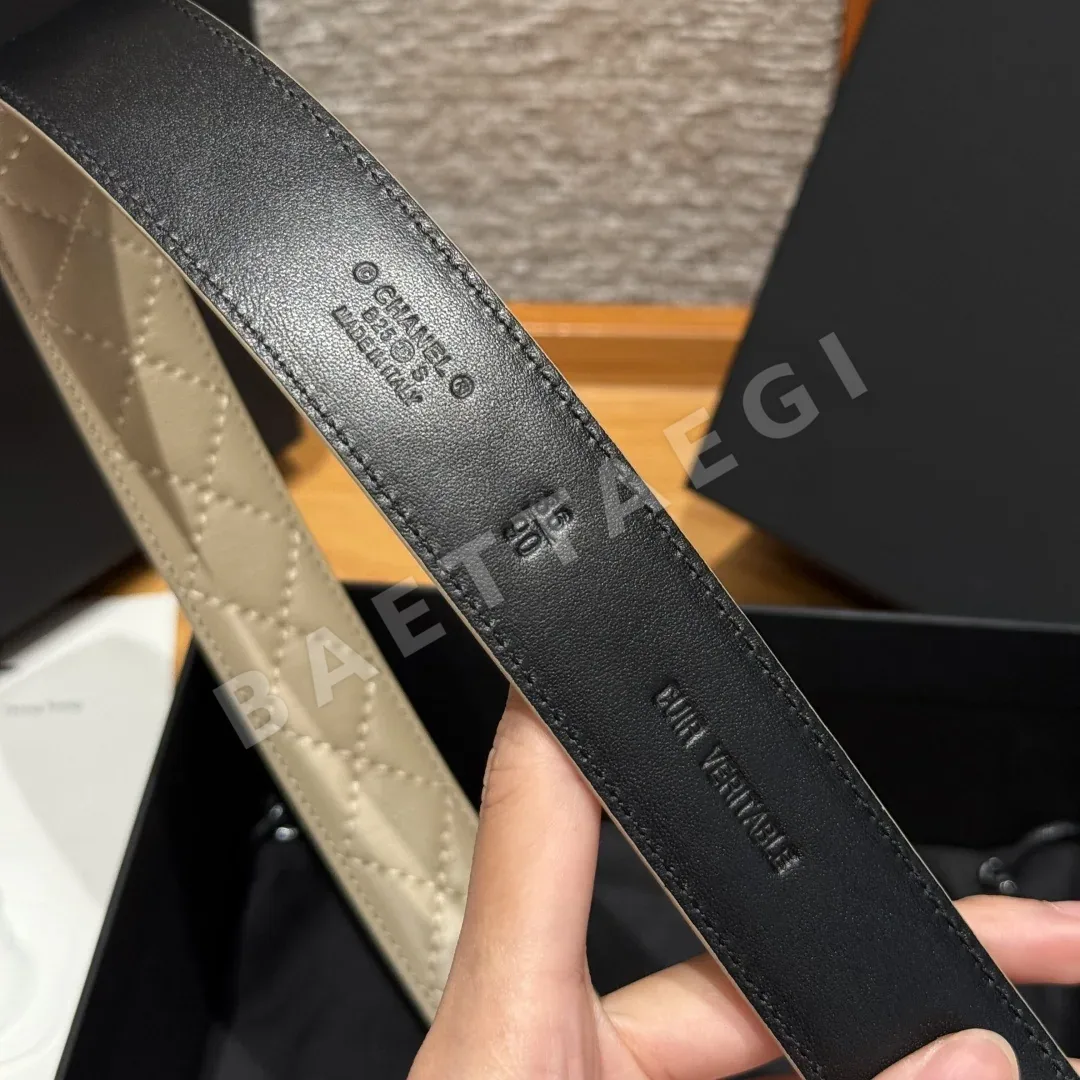 샤넬 더블 C 메탈 로고 램스킨 벨트 상세 이미지 8