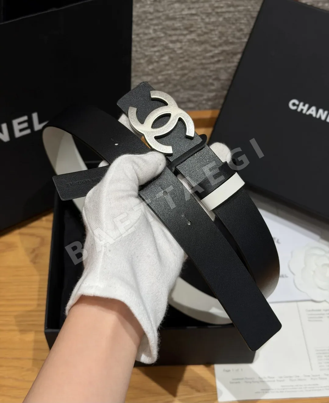 샤넬 리버시블 카프스킨 더블 C 버클 벨트 상세 이미지 6