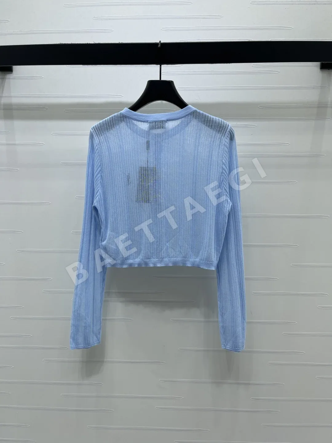 생로랑 세로 골지 로고 자수 크루넥 가디건 상세 이미지 8