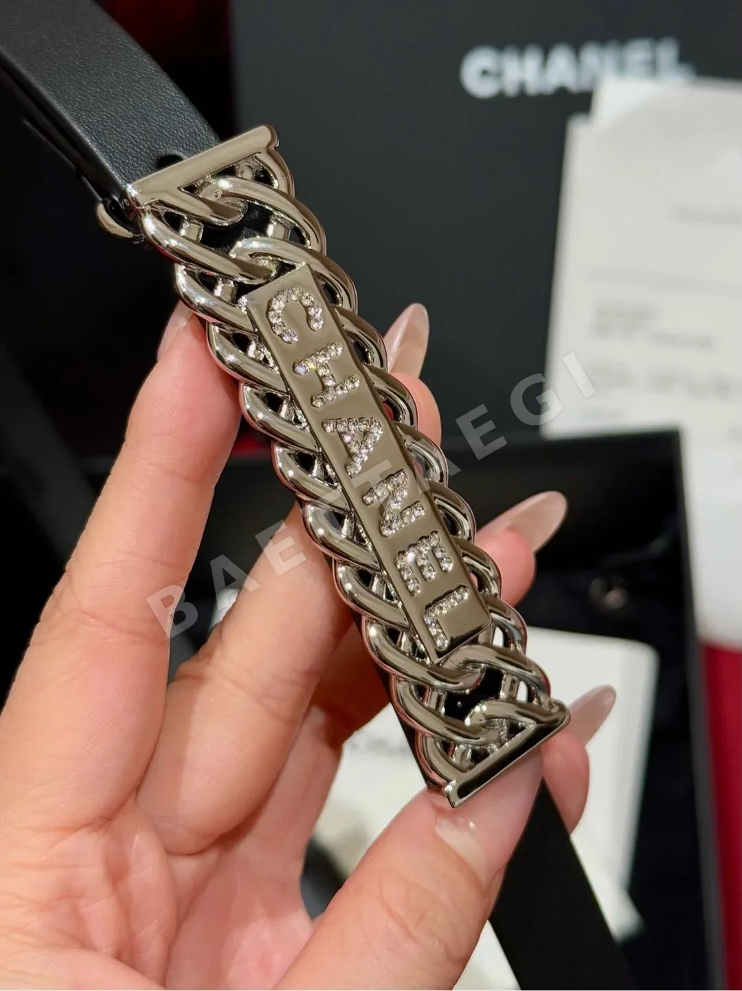 샤넬 양면 가죽 라인스톤 버클 벨트 상세 이미지 3
