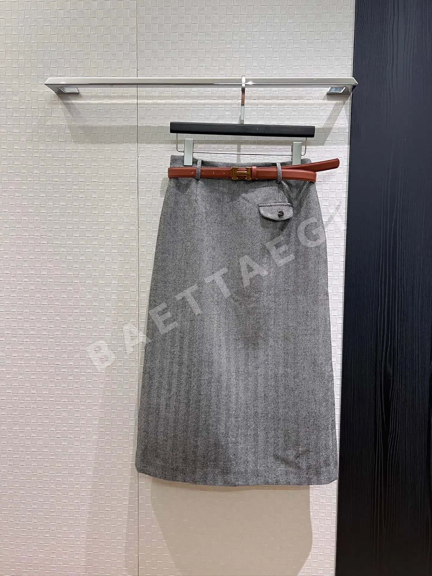 에르메스 벨트 장식 프린트 플랩 포켓 롱 스커트 상세 이미지 8