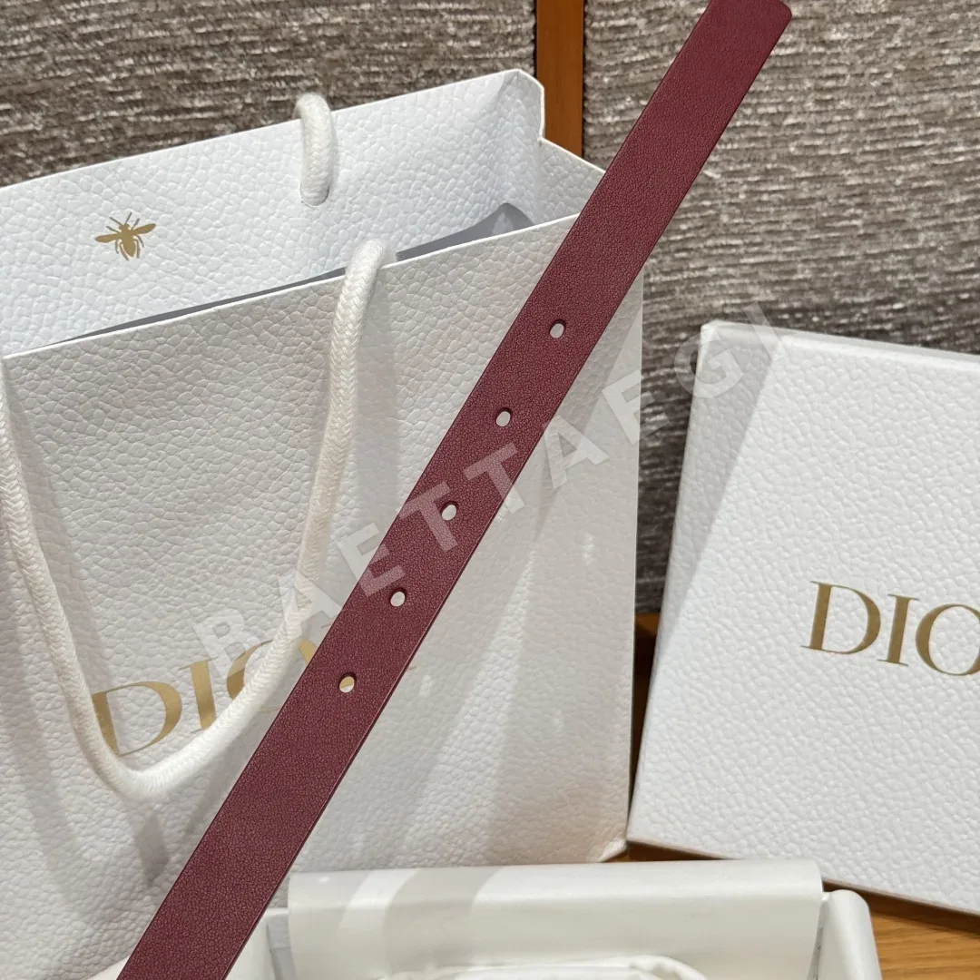 디올 럭키스타 골드 CD 버클 레드 가죽 벨트 상세 이미지 6