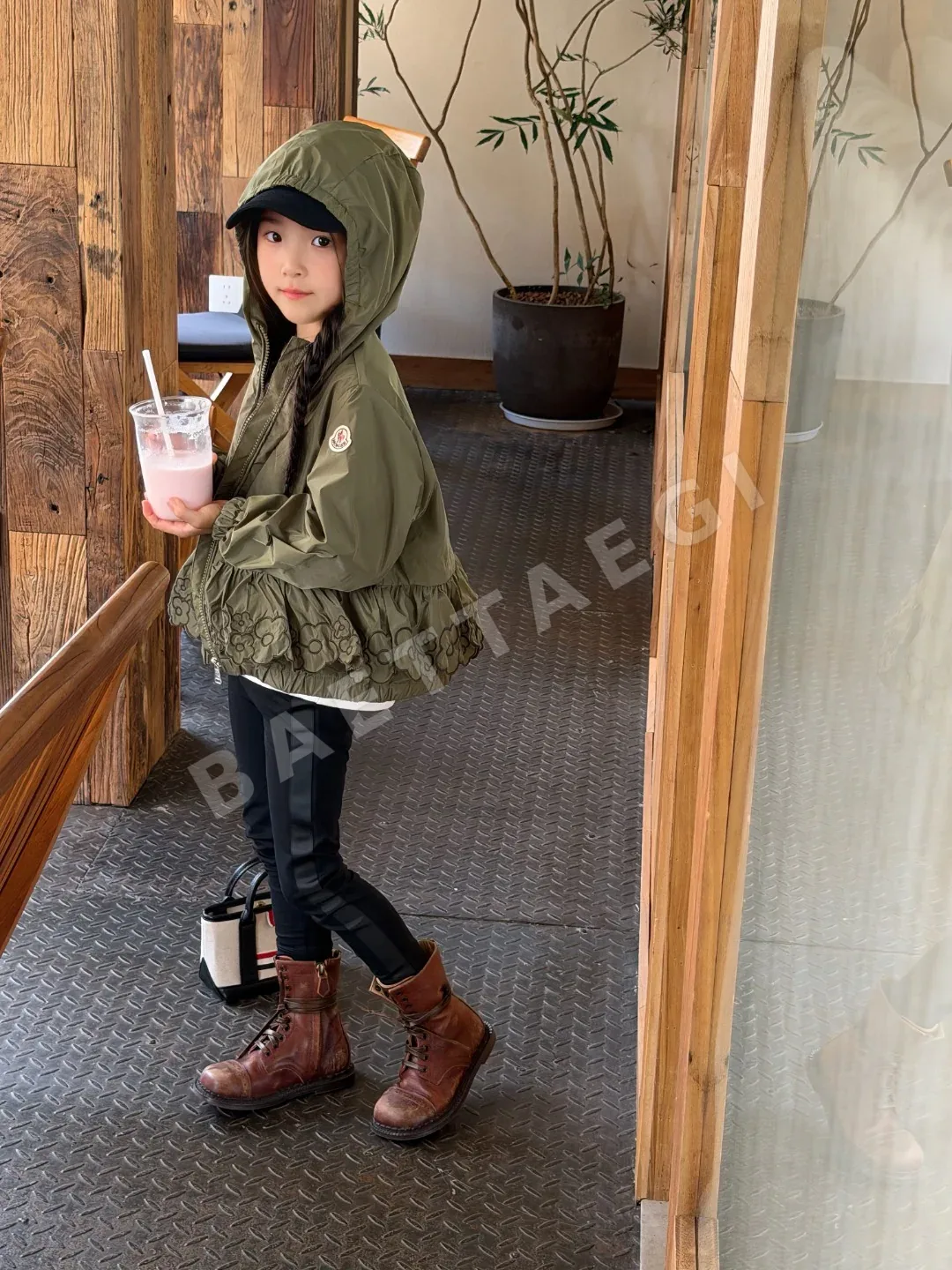 몽클레르 MC 그린 꽃무늬 키즈 자켓 상세 이미지 3