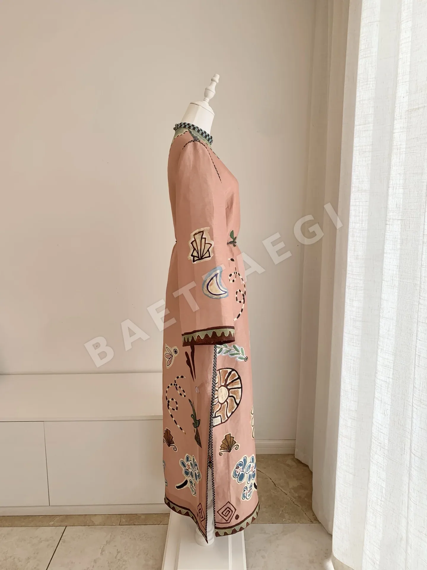 알레메 린넨 비즈 장식 슬릿 맥시 원피스 상세 이미지 7