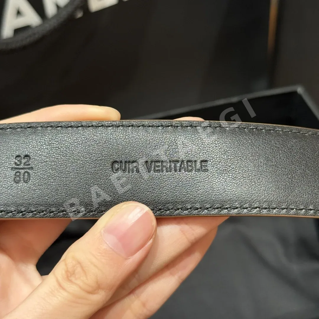 샤넬 더블 C 메탈 로고 램스킨 벨트 상세 이미지 8