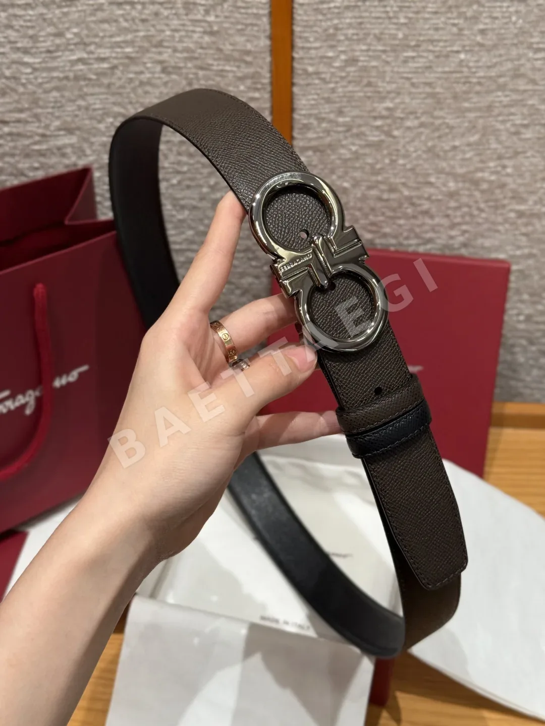 페레가모 간치니 양면 가죽 벨트 상세 이미지 3