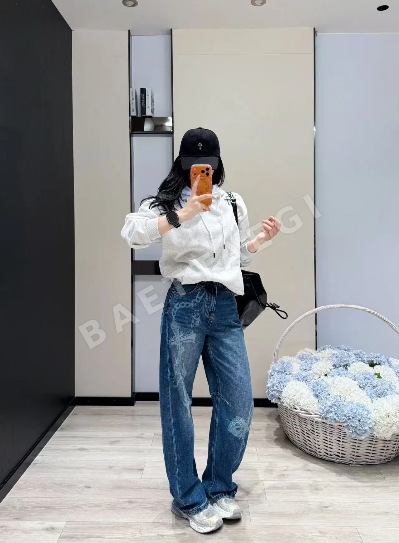 크롬하츠 프린트 낫 모양 청바지 여성 바지 156700