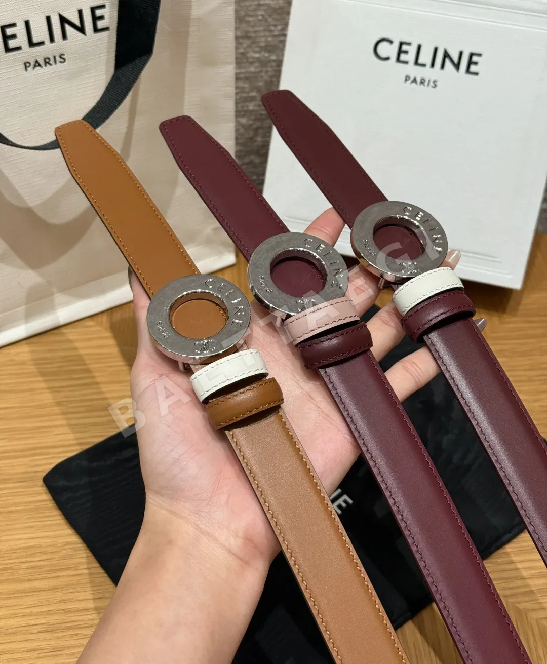 셀린느 차트 디스크 버클 양면 가죽 벨트 상세 이미지 3