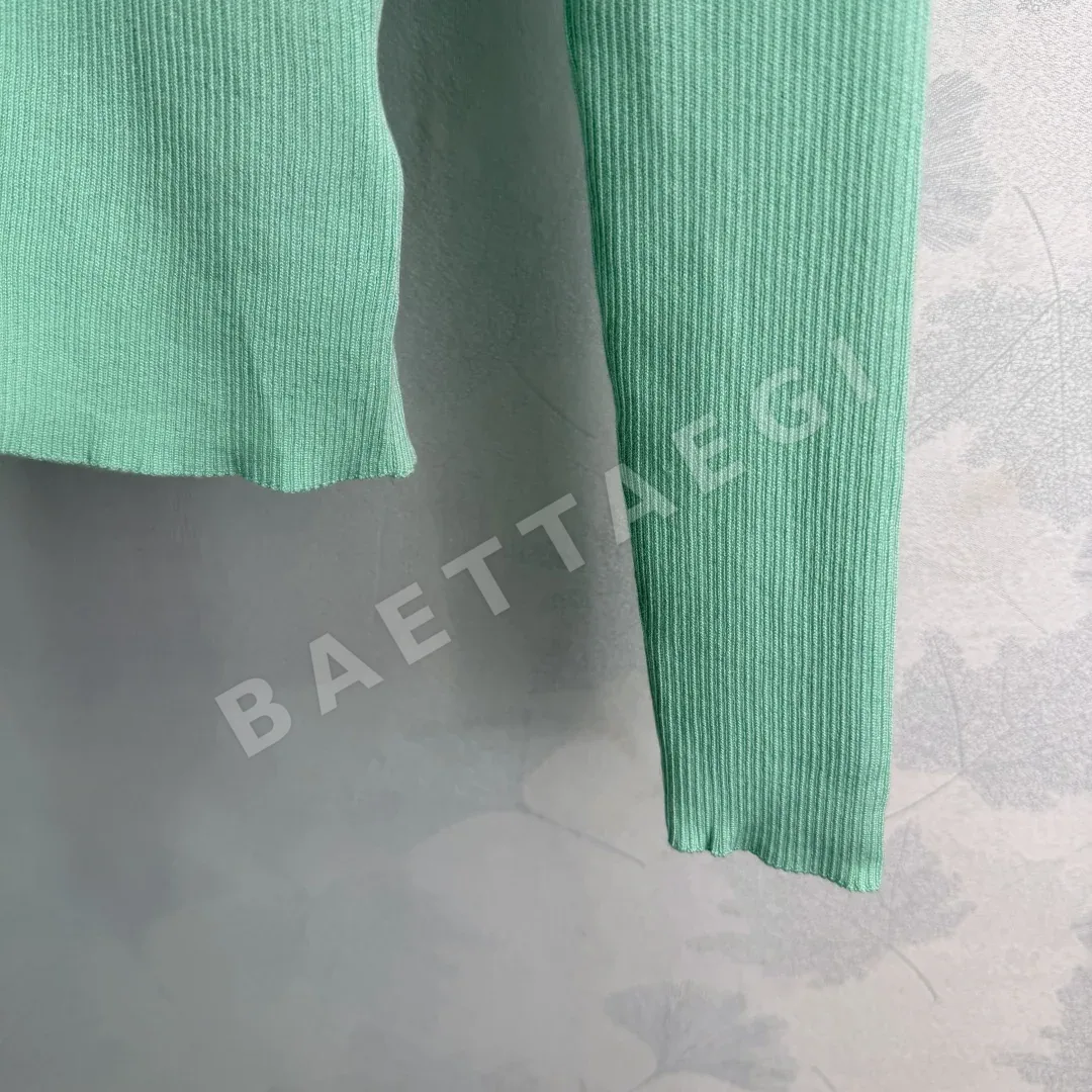 샤넬 세로 리브 라인스톤 꽃 장식 여성 가디건 상세 이미지 7