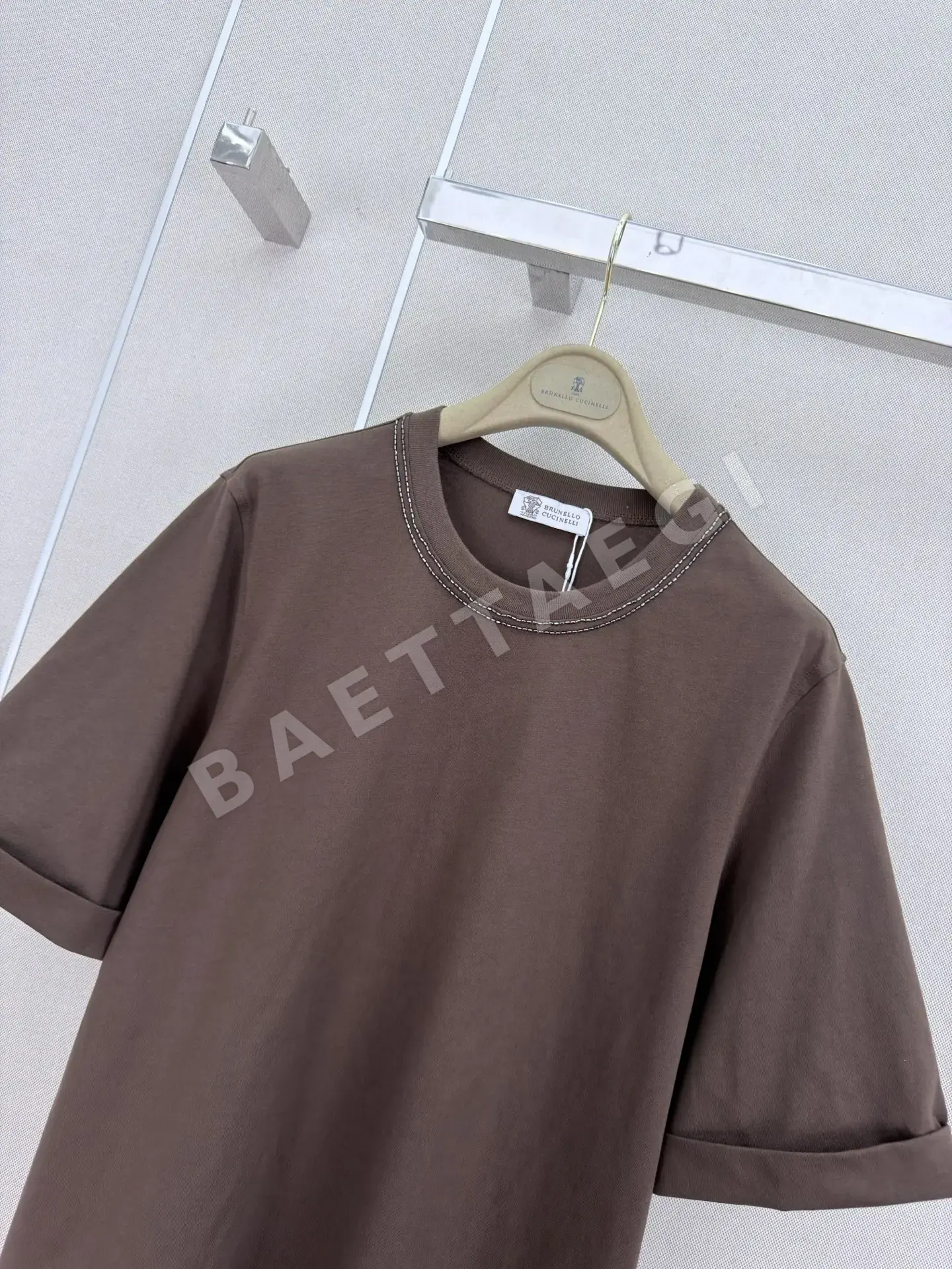 브루넬로쿠치넬리 비즈 장식 크루넥 반팔 티셔츠 상세 이미지 4