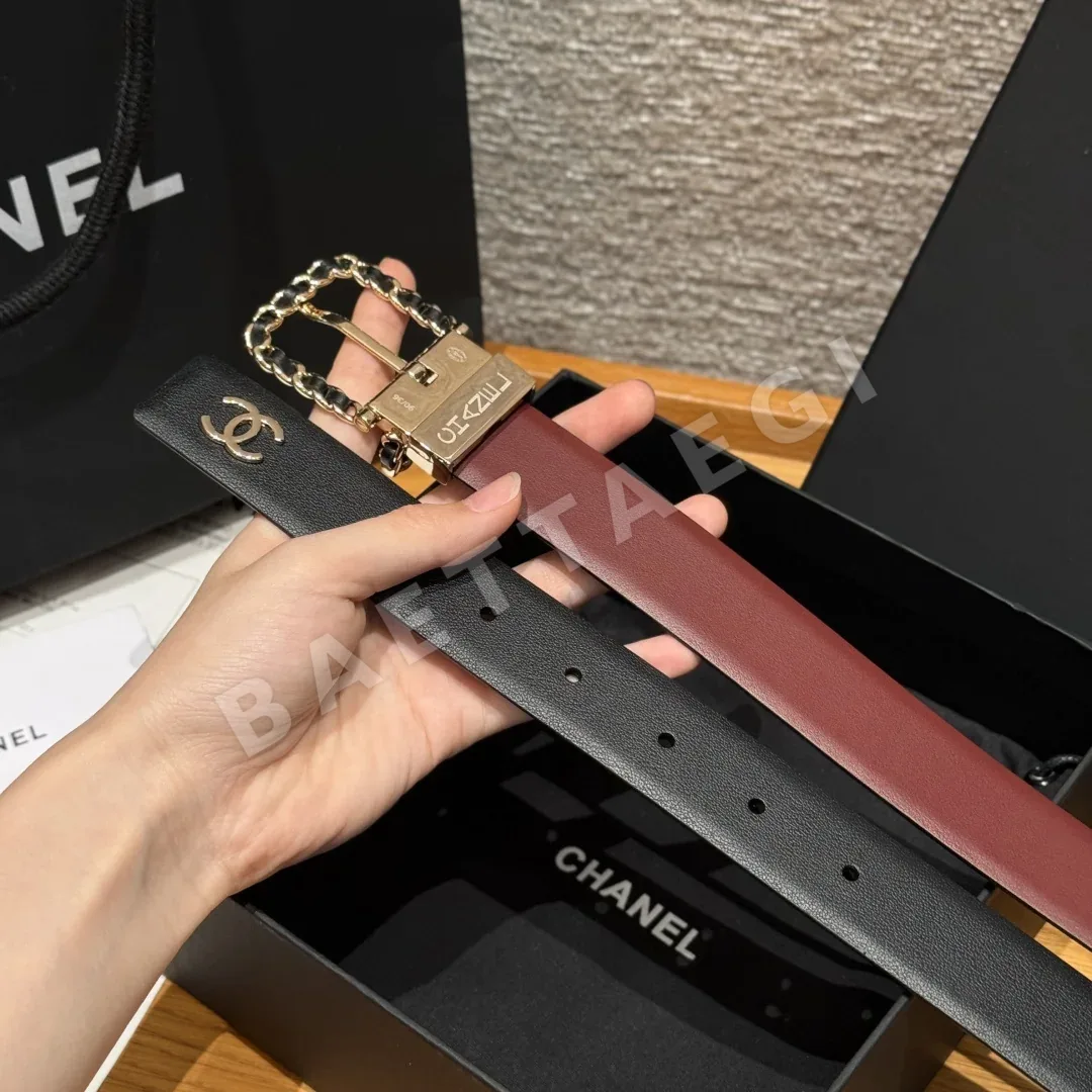 샤넬 송아지가죽 메탈 리버시블 벨트 상세 이미지 5